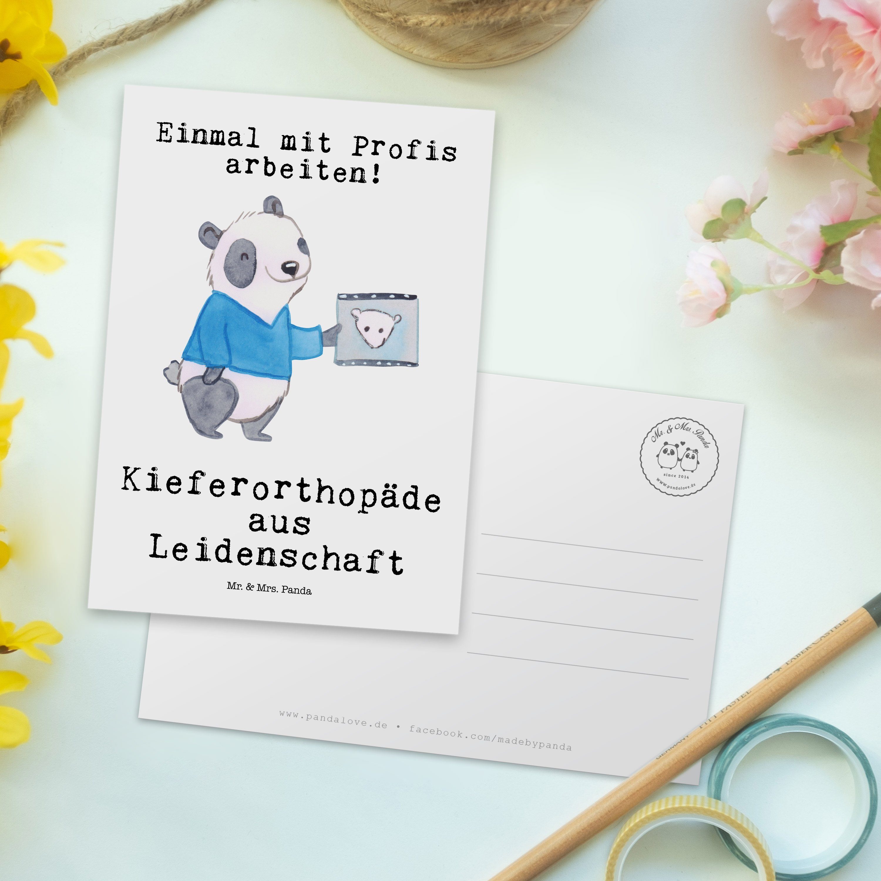 Postkarte Mrs. - Mitarbeiter, aus Geschenk, Panda Mr. - Leidenschaft & Kieferorthopäde Gruß Weiß