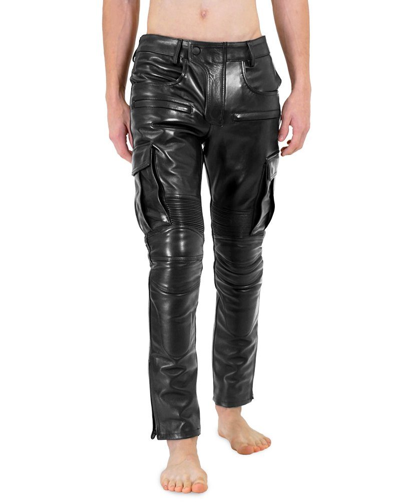 BOCKLE Lederhose Bockle® NEW Biker Look Leather Pants Herren Lederhose Echtleder