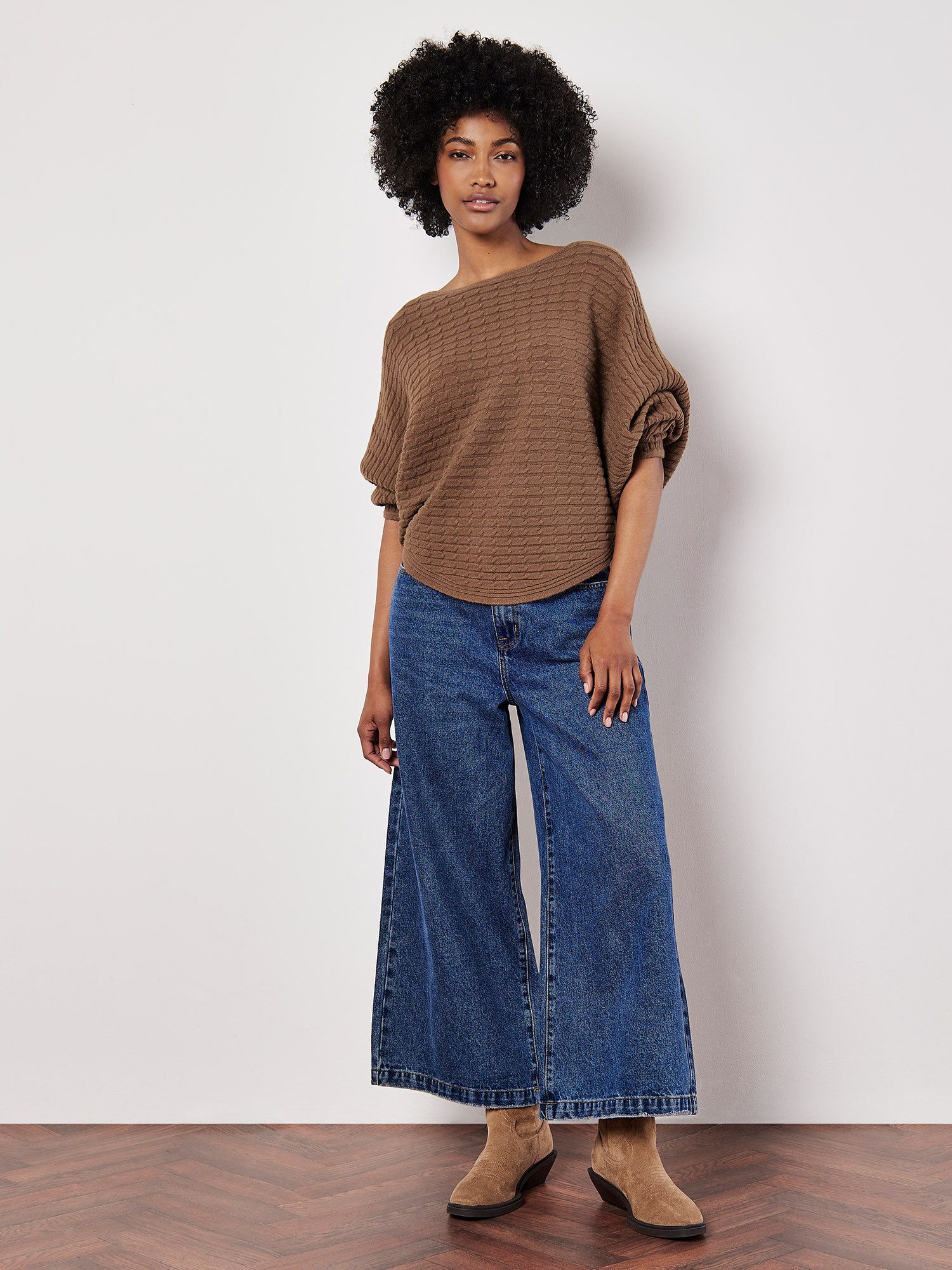 Apricot Strickpullover Fledermaus-Pullover, (1-tlg) mit Zopfmuster-Streifen günstig online kaufen
