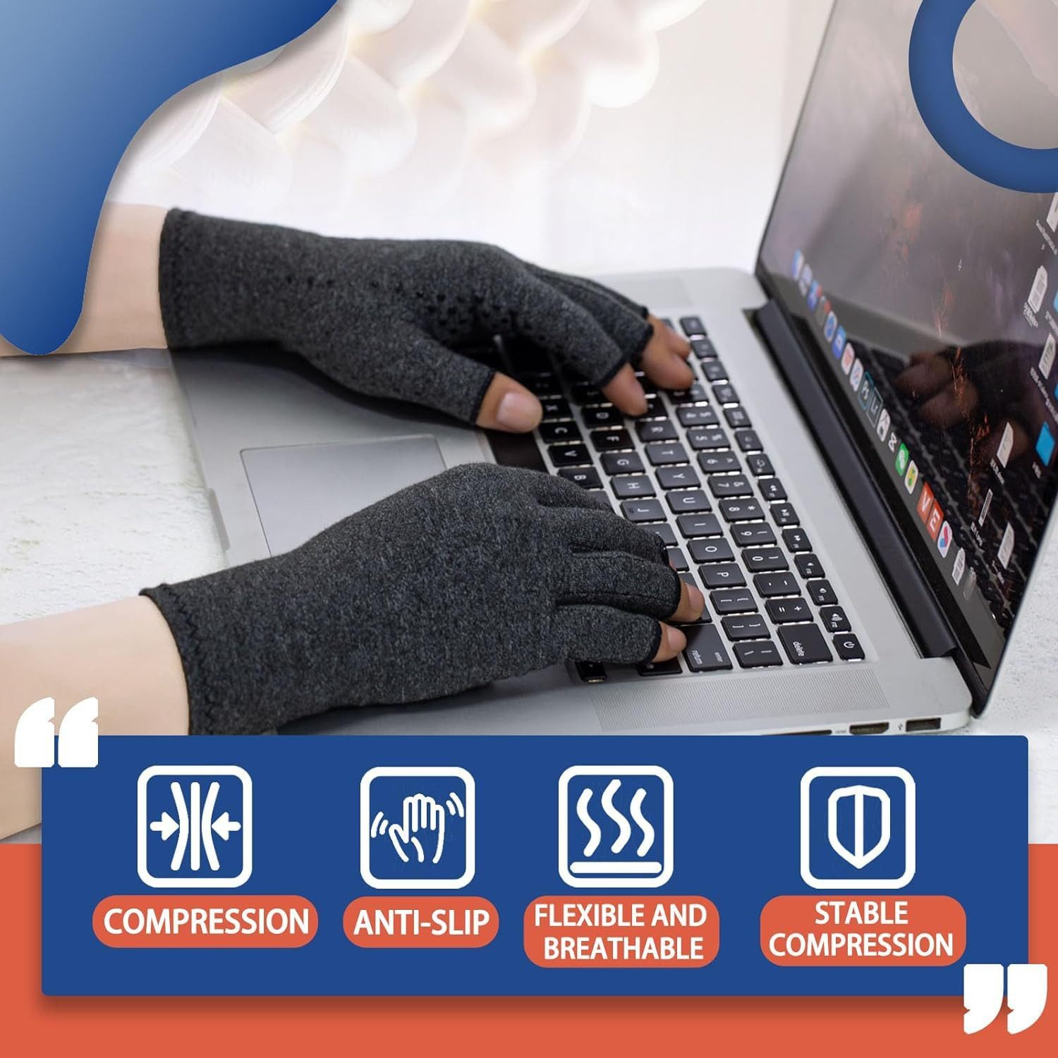 AURIVION Multisporthandschuhe Arthrose Handschuhe 2 Paar, atmungsaktive Kompressionshandschuhe (Set, 2-St., Druckausgleich Handschuhe verschleißfest & komfortabel) Anti-Rutsch Kompressionshandschuhe für Damen & Alltag