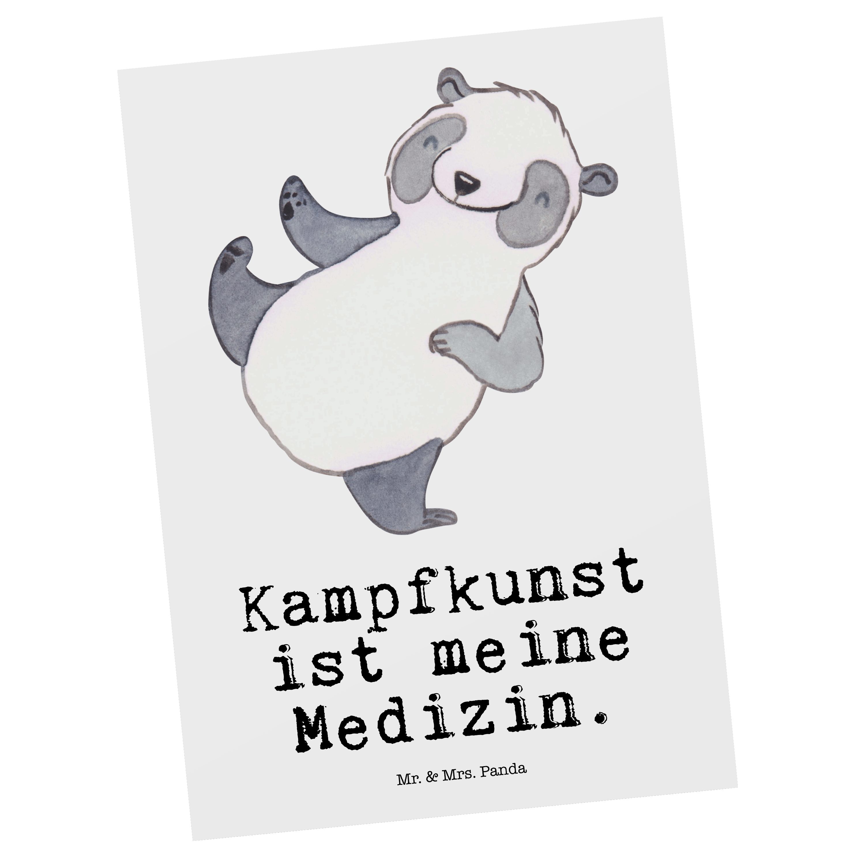 Mr. & Mrs. Panda Postkarte Panda Kampfkunst Medizin - Weiß - Geschenk, Schenken, Geschenkkarte