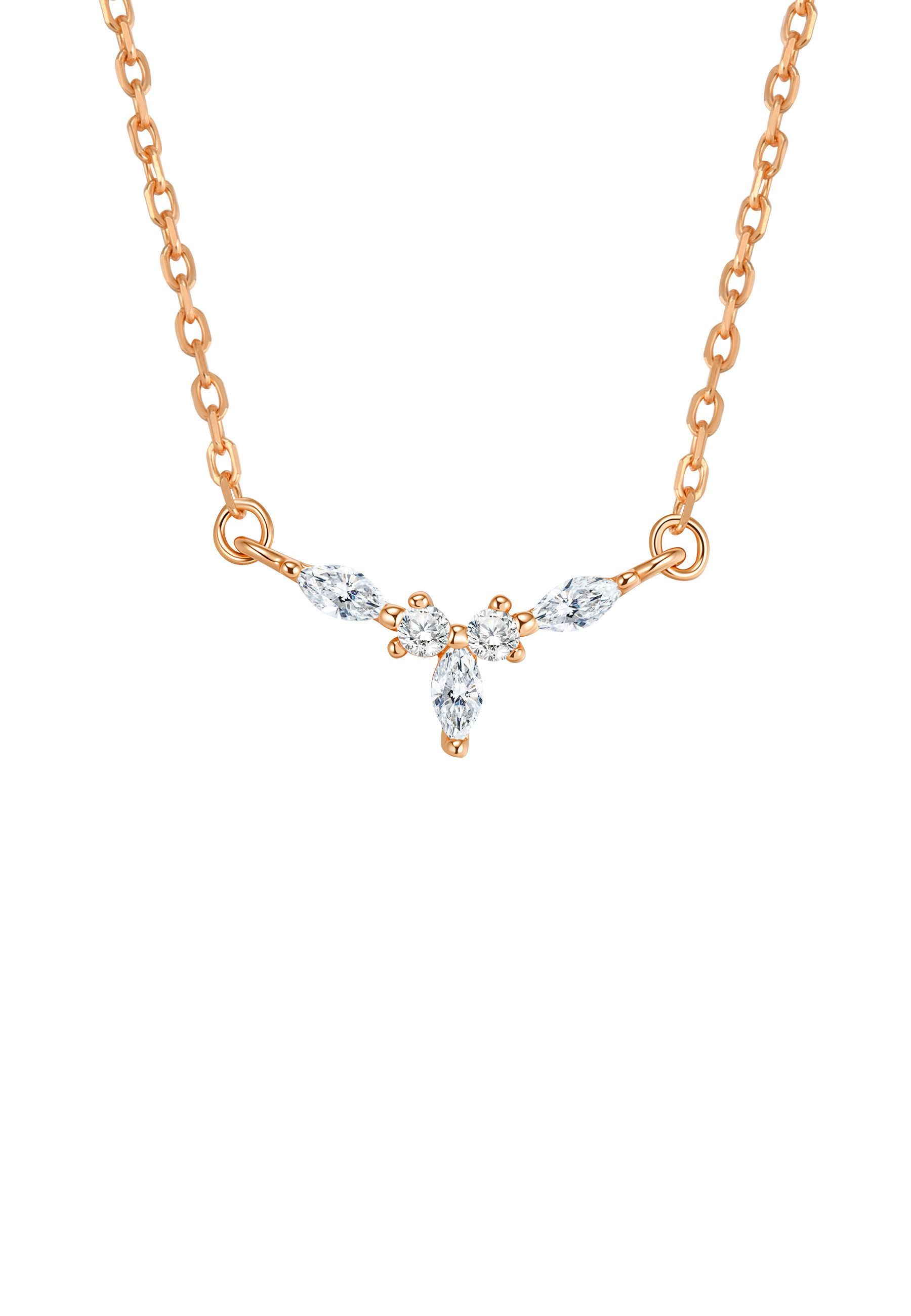 Hey Happiness Charm-Kette Diadem Royal Zarte Silberkette, Filigrane 925 Sterling Silber Kette Damen mit Zirkonia