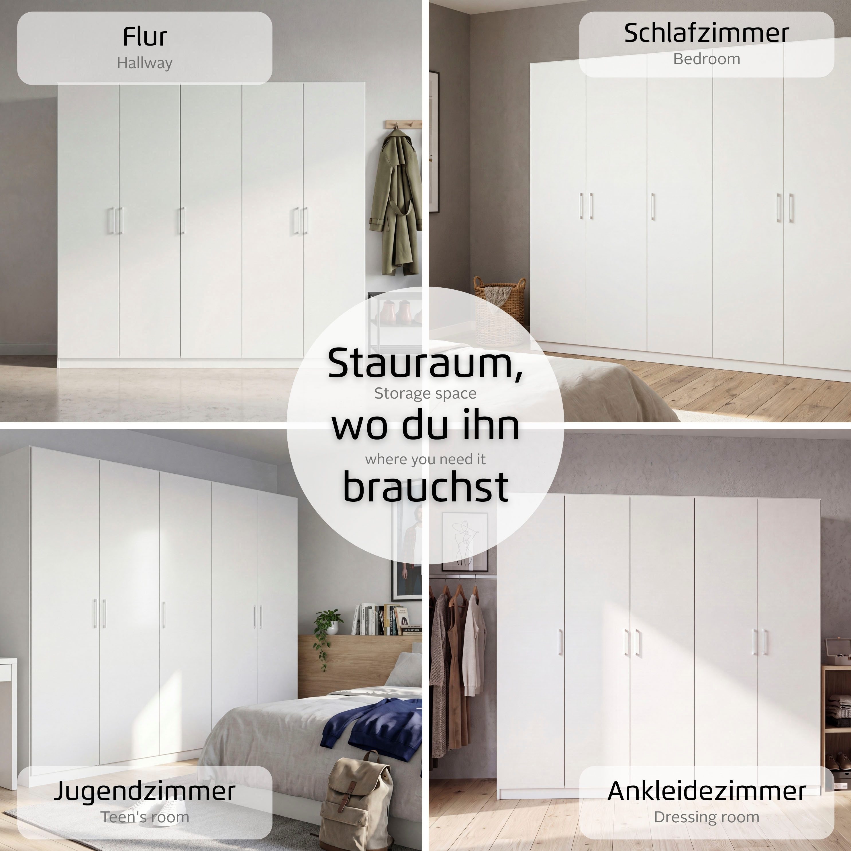 rauch Kleiderschrank Schrank Mehrzweckschrank Garderobenschrank Schlafzimmer Möbel THOR (3 verschiedene Ausstattungen BASIC/CLASSIC/PREMIUM (inkl. SOFT-CLOSE) m – Bild 4 von 5