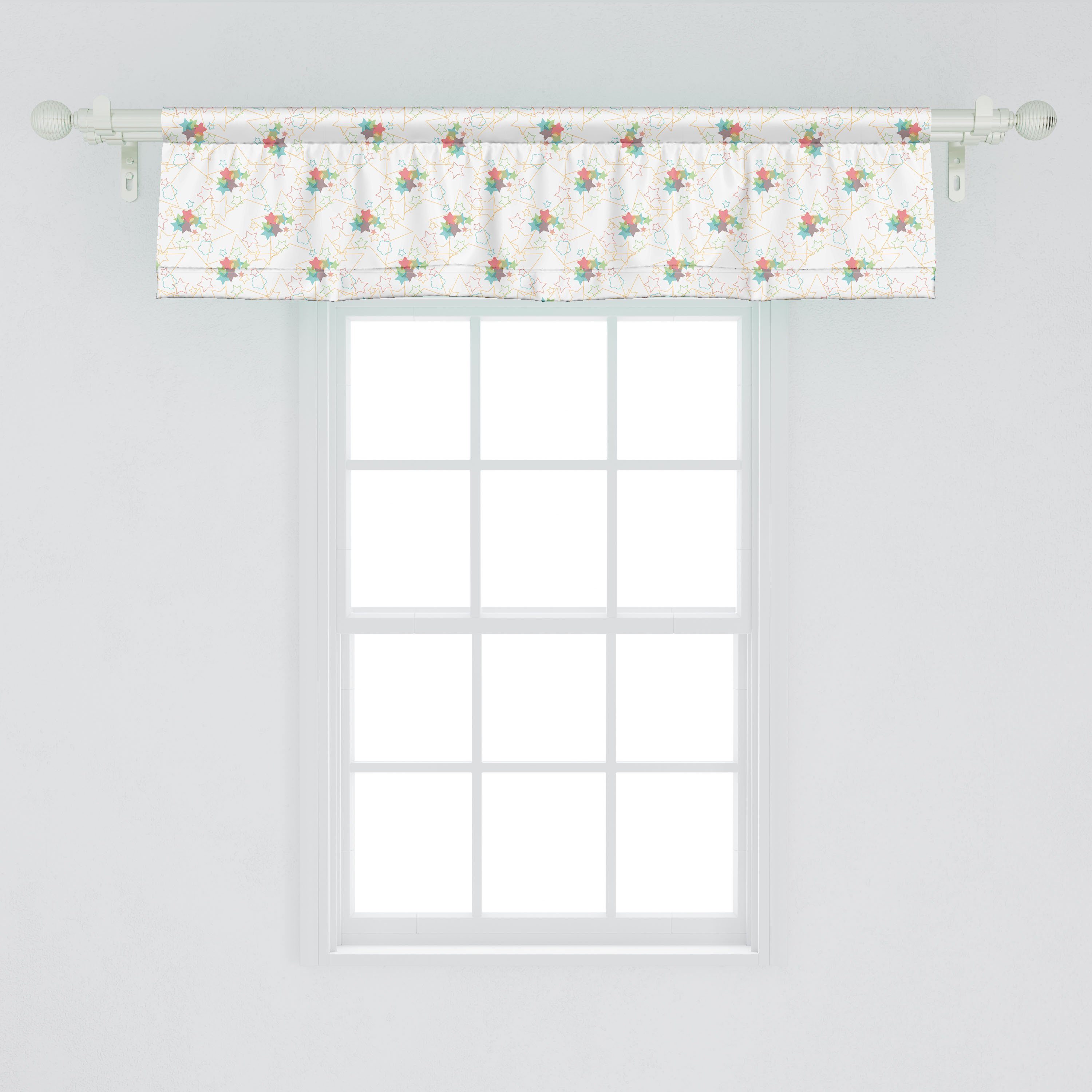 Vorhang Scheibengardine Küche Dekor Volant Geometrische Microfaser, Schlafzimmer Motiv mit Sterne Weihnachten Abakuhaus, Stangentasche, für