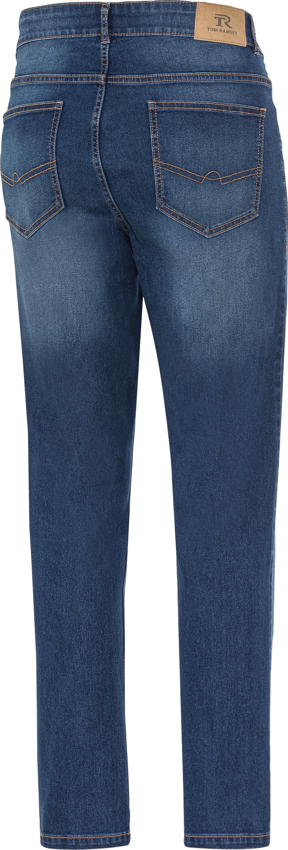 Tom Ramsey aus dunkelblau Wohlfühl-Material Regular-fit-Jeans sommerlich-leichtem, elastischem