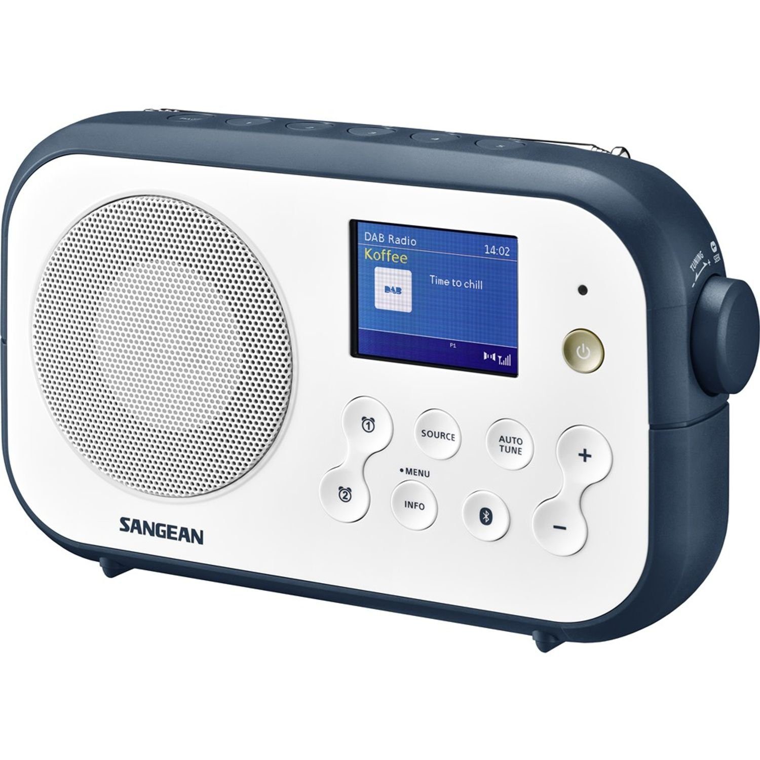 Digitalradio Ink DAB+ Sangean White - DPR-42BT (DAB) / Blue mit (DAB) FM-RDS Bluetooth-Empfänger Tragbarer
