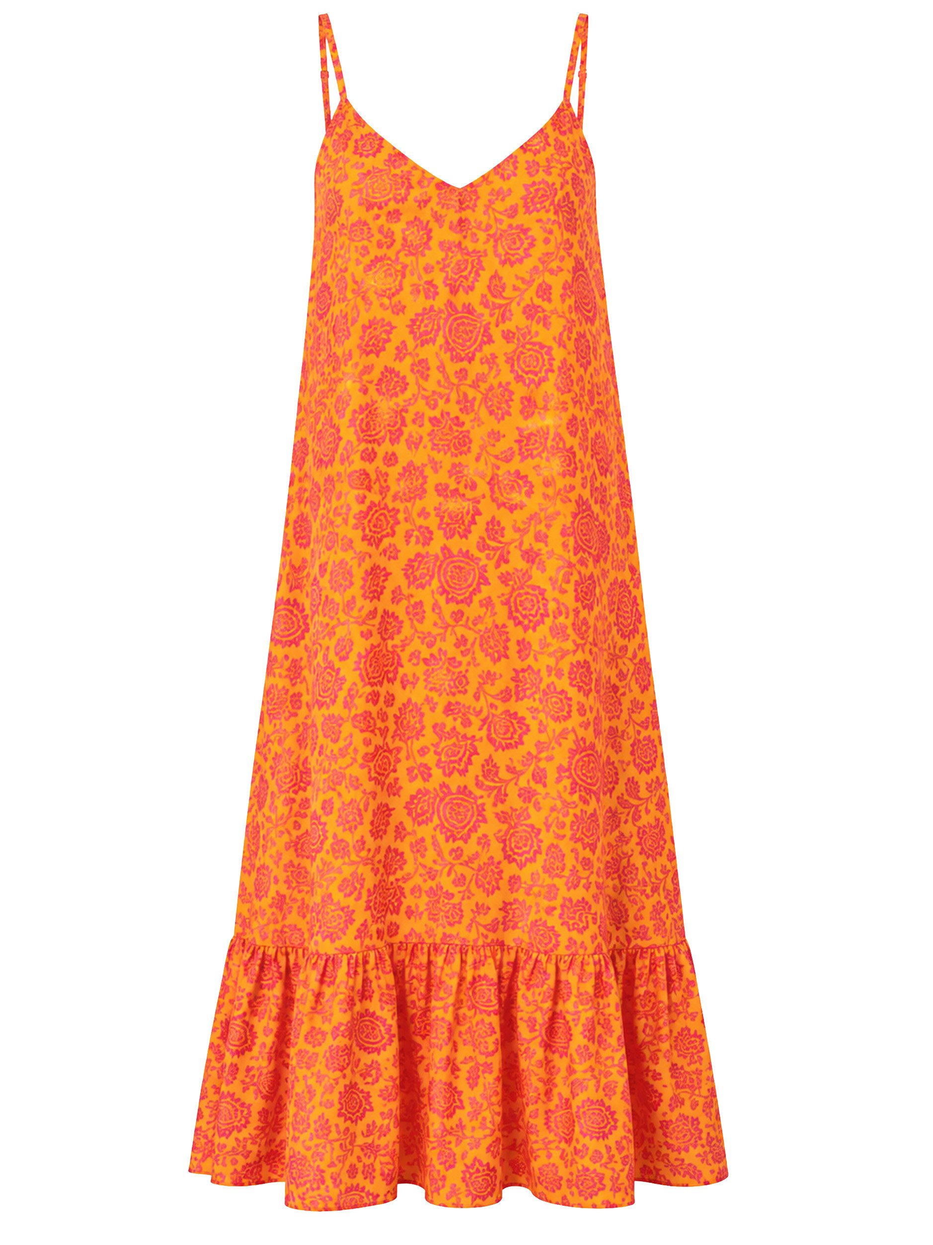 SASSYCLASSY Maxikleid Maxikleid mit Blumenmuster für Damen Luftiges Trägerkleid mit Volantabschluss und V-Ausschnitt – Bild 2 von 5