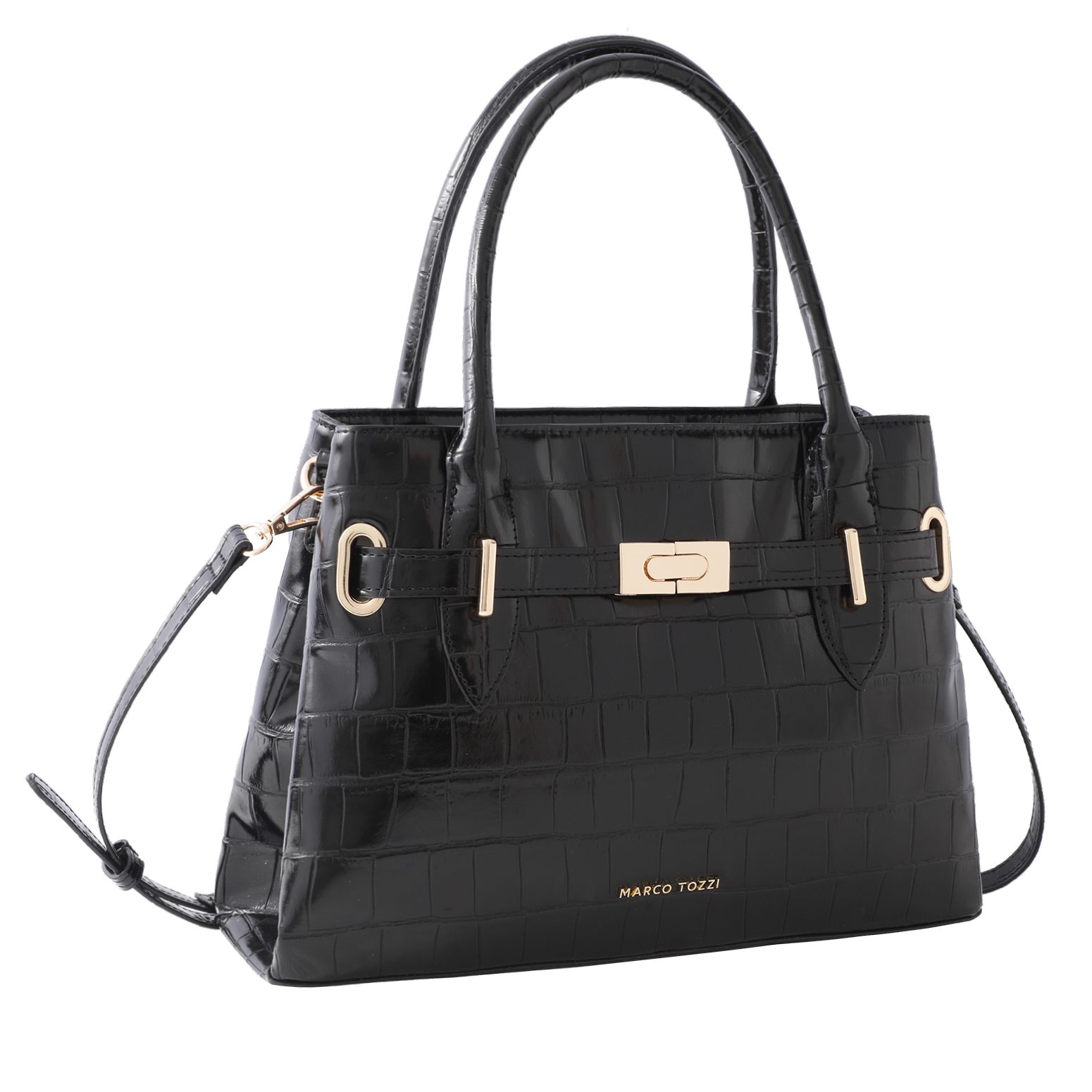 MARCO TOZZI Henkeltasche, Damen Umhängetasche, Schultertasche in Krokooptik