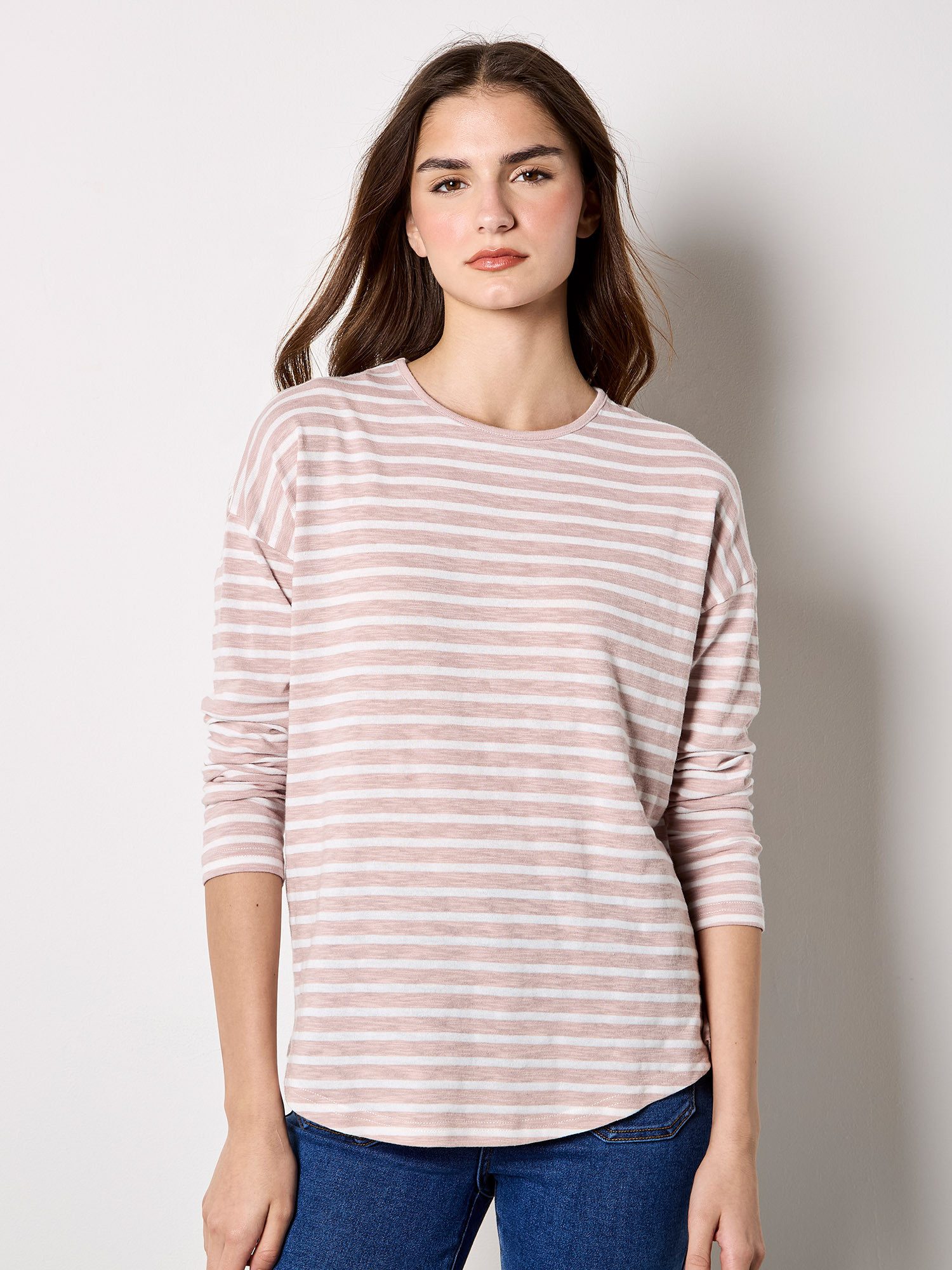Apricot Sweatshirt Weiches Jersey-Oberteil mit Streifen