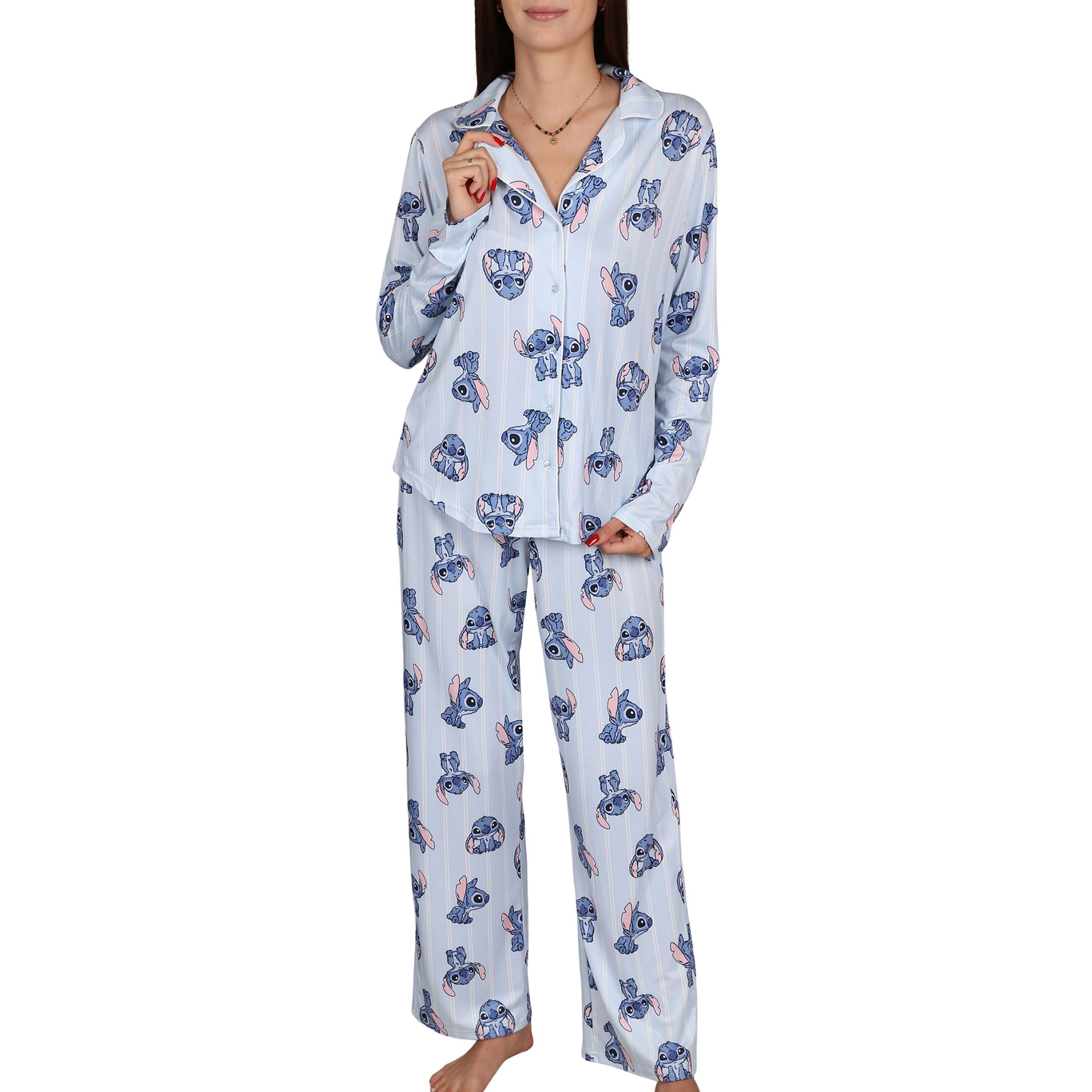 Sarcia.eu Schlafanzug DISNEY Stitch Damen Pyjama, langärmlig mit Knöpfen, w günstig online kaufen