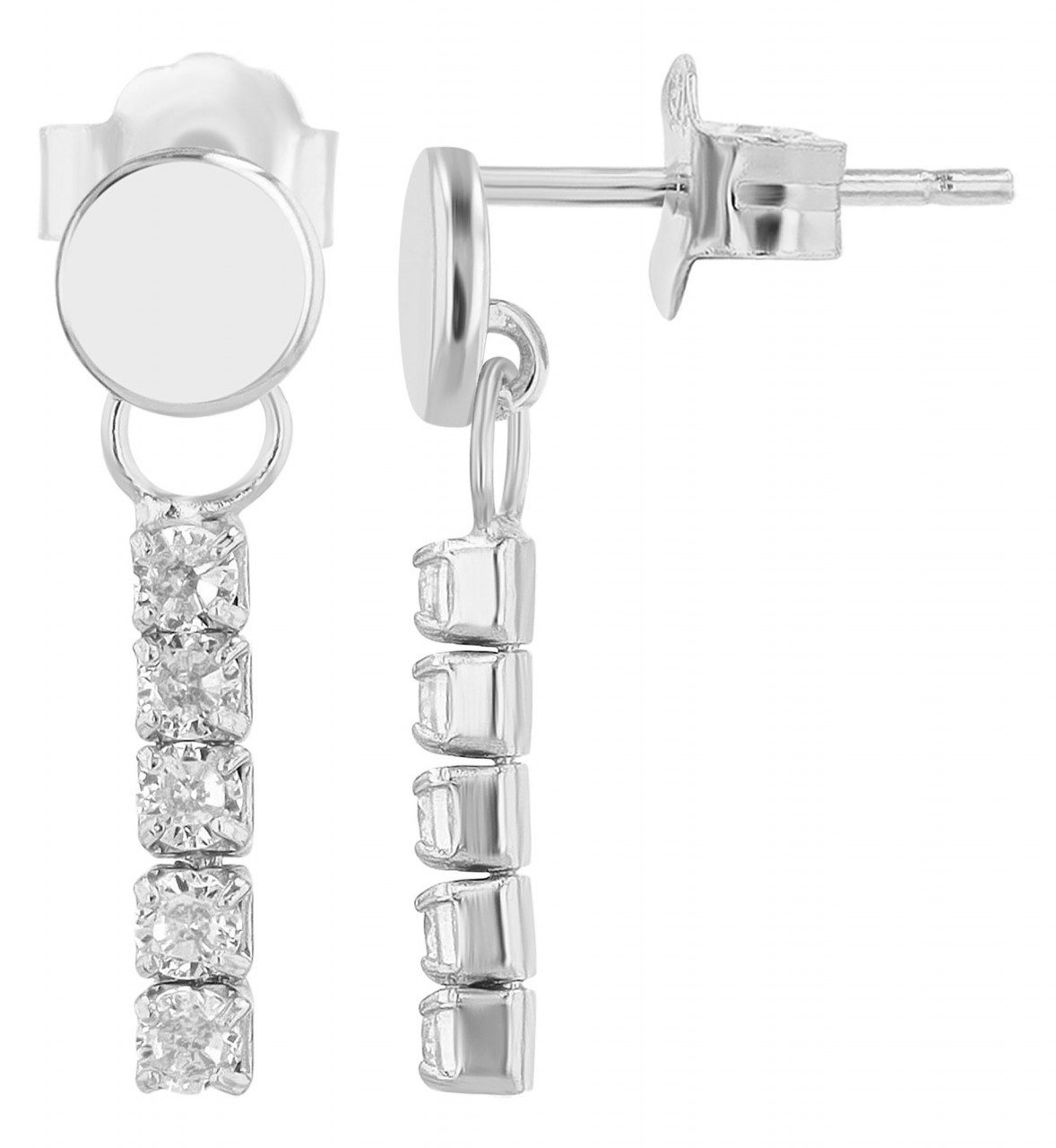 Paar Ohrhänger Damen Ohrstecker aus 925 Sterling Silber und Zirkonia