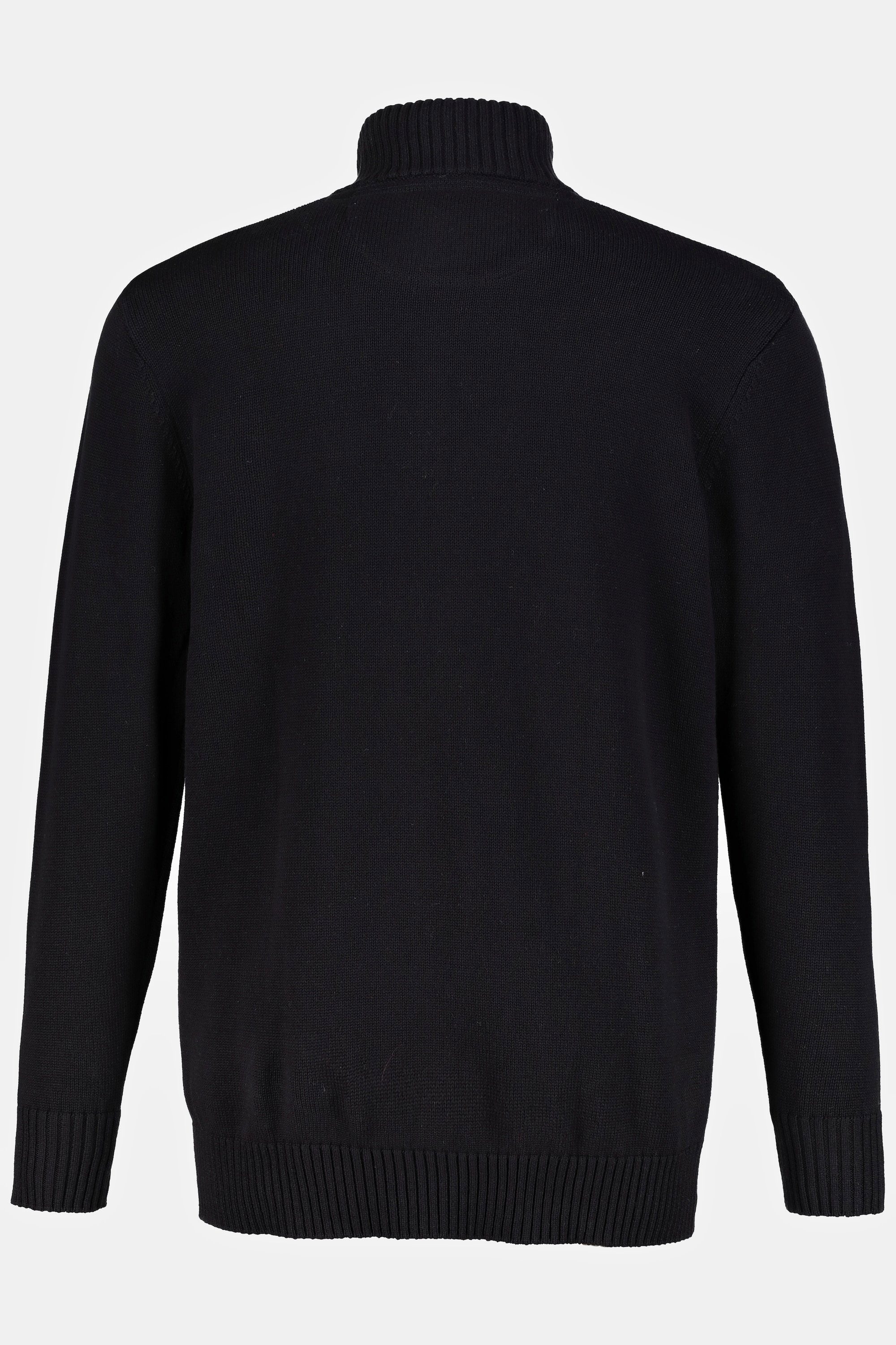JP1880 Poloshirt Strickjacke schwarz Rippbündchen Stehkragen