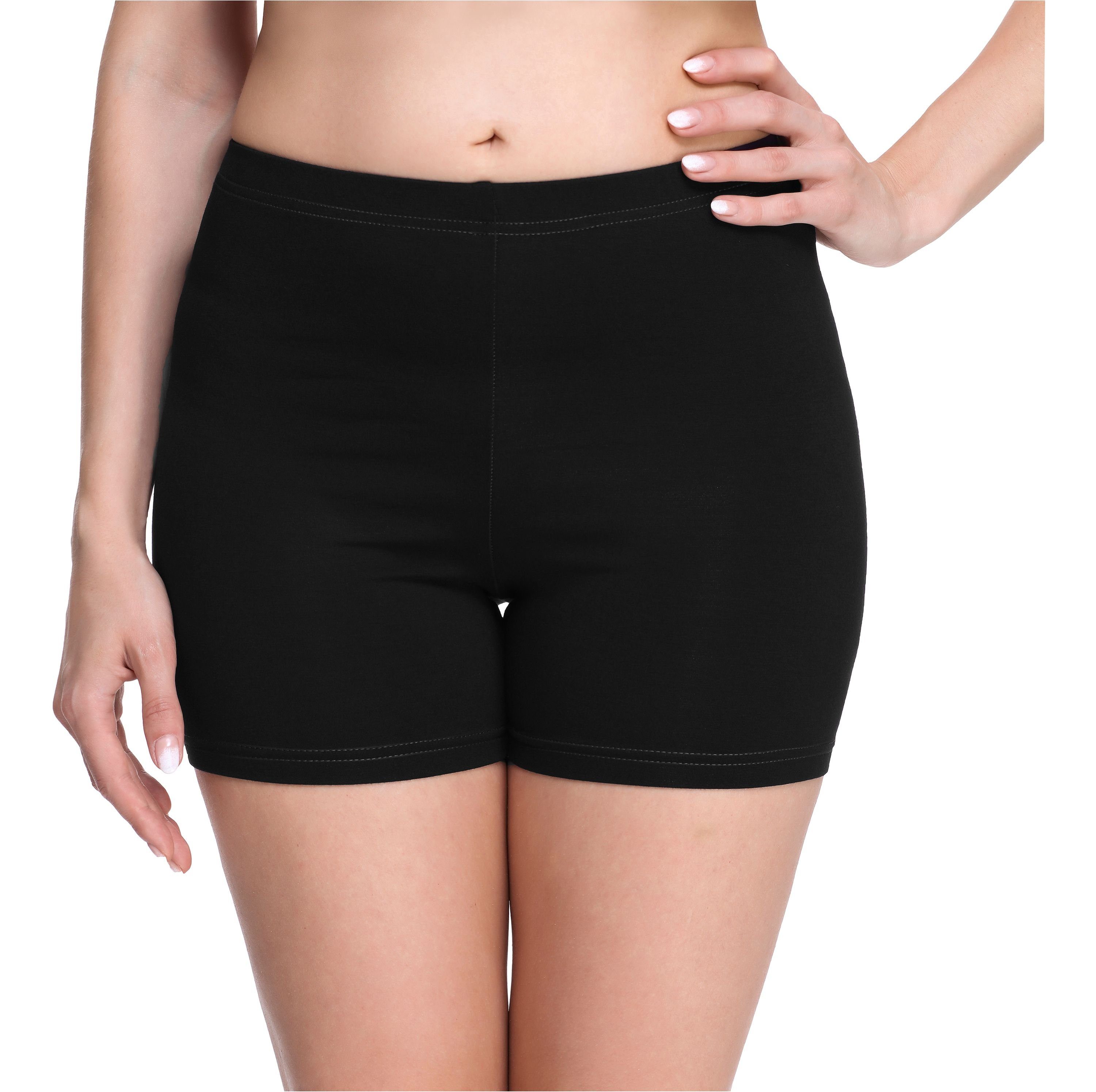 Merry Style Leggings MS10-283 Bund Unterhose Damen Hotpants Schwarz Boxershorts Radlerhose elastischer (1-tlg) Shorts