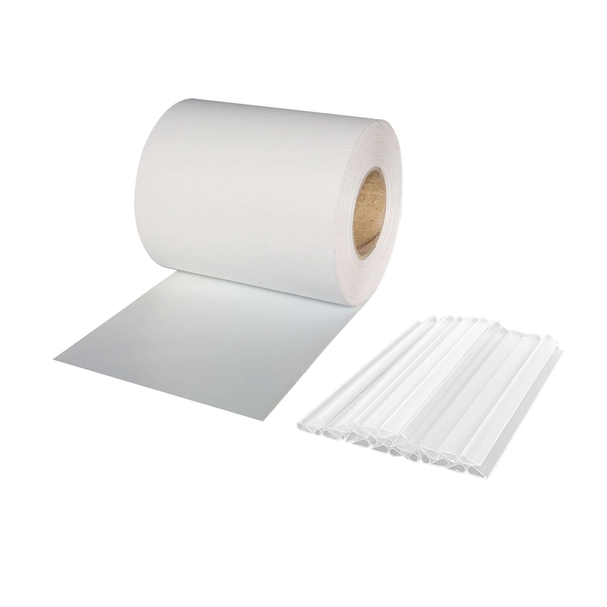 jarolift Sichtschutzstreifen PVC Sichtschutzstreifen Soft, 19 cm x 40 m, weiß, (Packung, 1-St., inkl. 25 Befestigungsclips), inkl. 25 Befestigungsclips, langlebig, witterungsbeständig