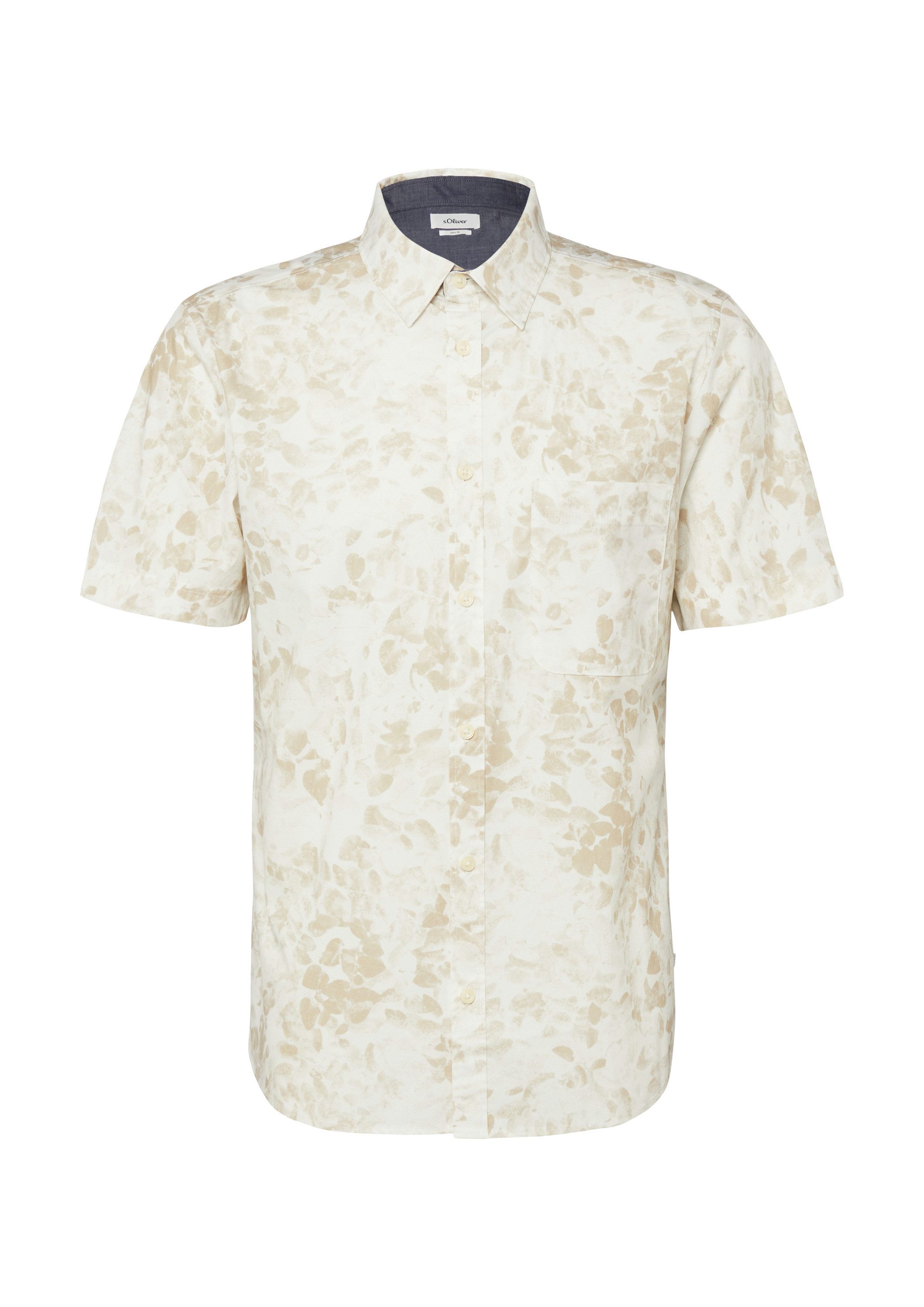 s.Oliver Kurzarmhemd Hemd Slim Fit: Kurzarmhemd mit All-over-Print und Brusttasche