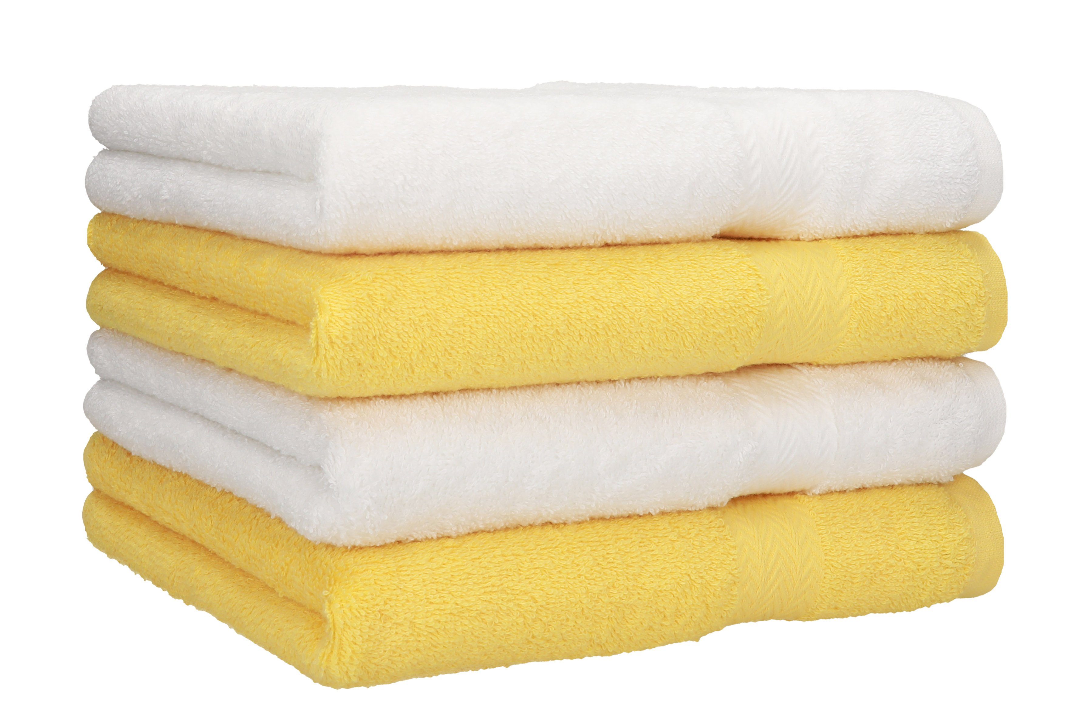 Betz Handtücher 4 Stück Handtücher Premium 4 Handtücher Farbe weiß und gelb, 100% Baumwolle