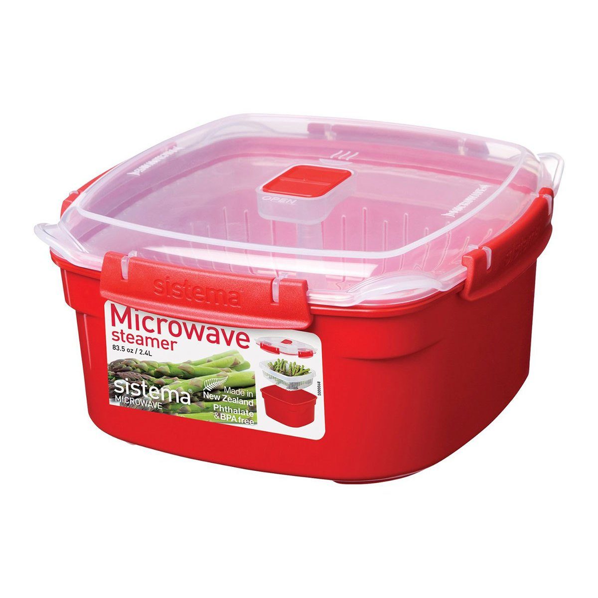 sistema Mikrowellenbehälter Mikrowellen Dampfgarer 2.4 l, rot, Kunststoff lebensmittelsicher