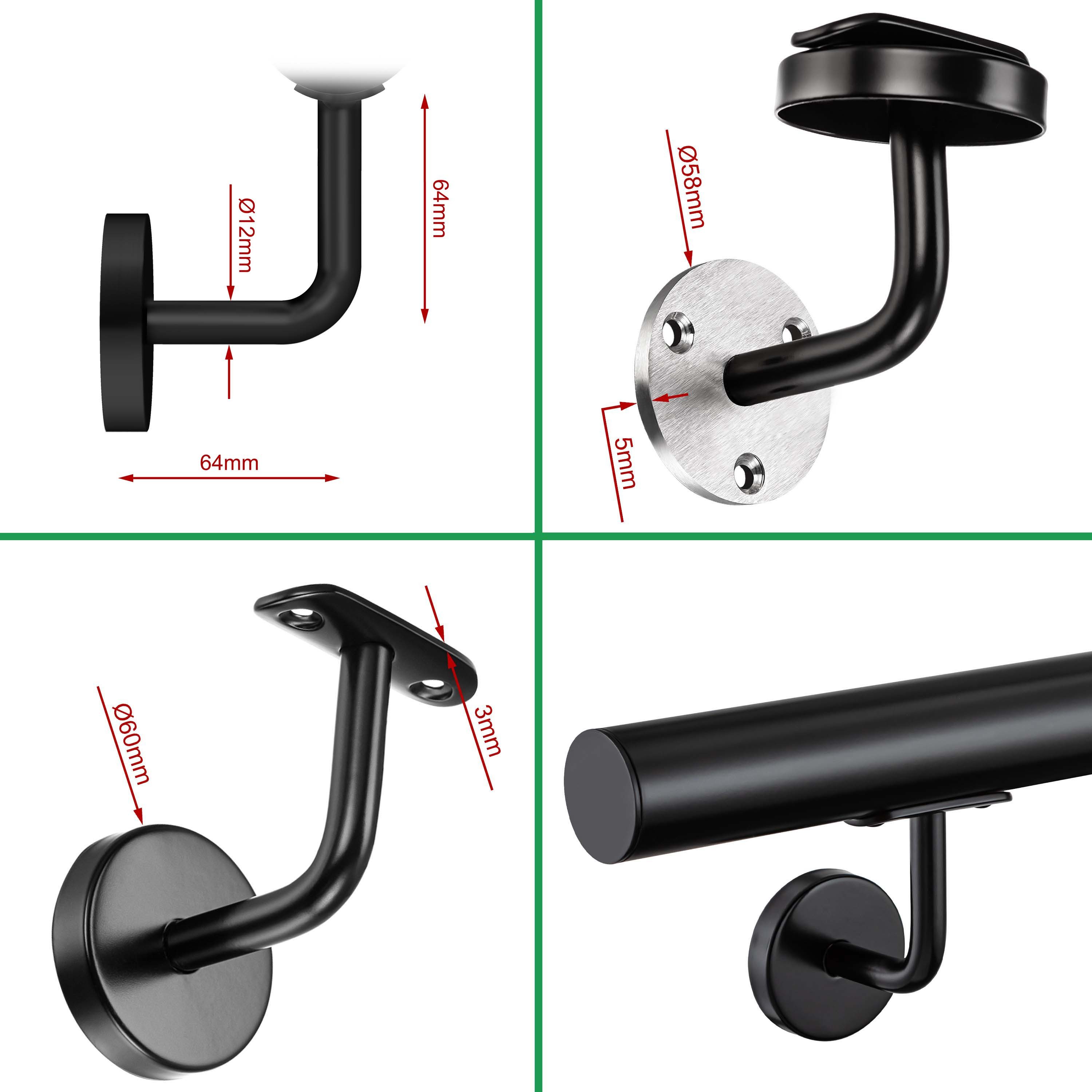 duschspa Treppengeländer Wandhandlauf Edelstahl Treppengeländer 80–240cm Handlauf Innen & Außen, 120 cm Länge, ist rostfrei – Bild 5 von 5