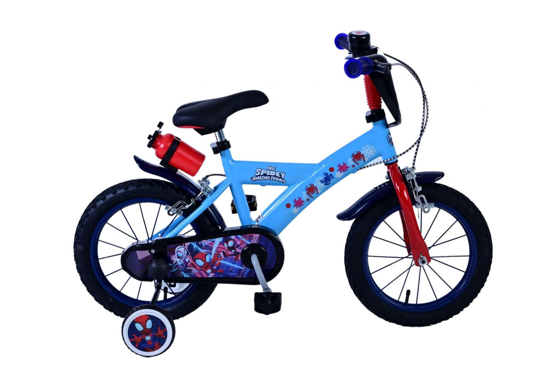 Volare Kinderfahrrad Volare Spidey Kinderfahrrad für Jungen - 14 Zoll – Blau, (1-tlg), geschlossener Kettenschutz, abnehmbare Stützräder, höhenverstellbar