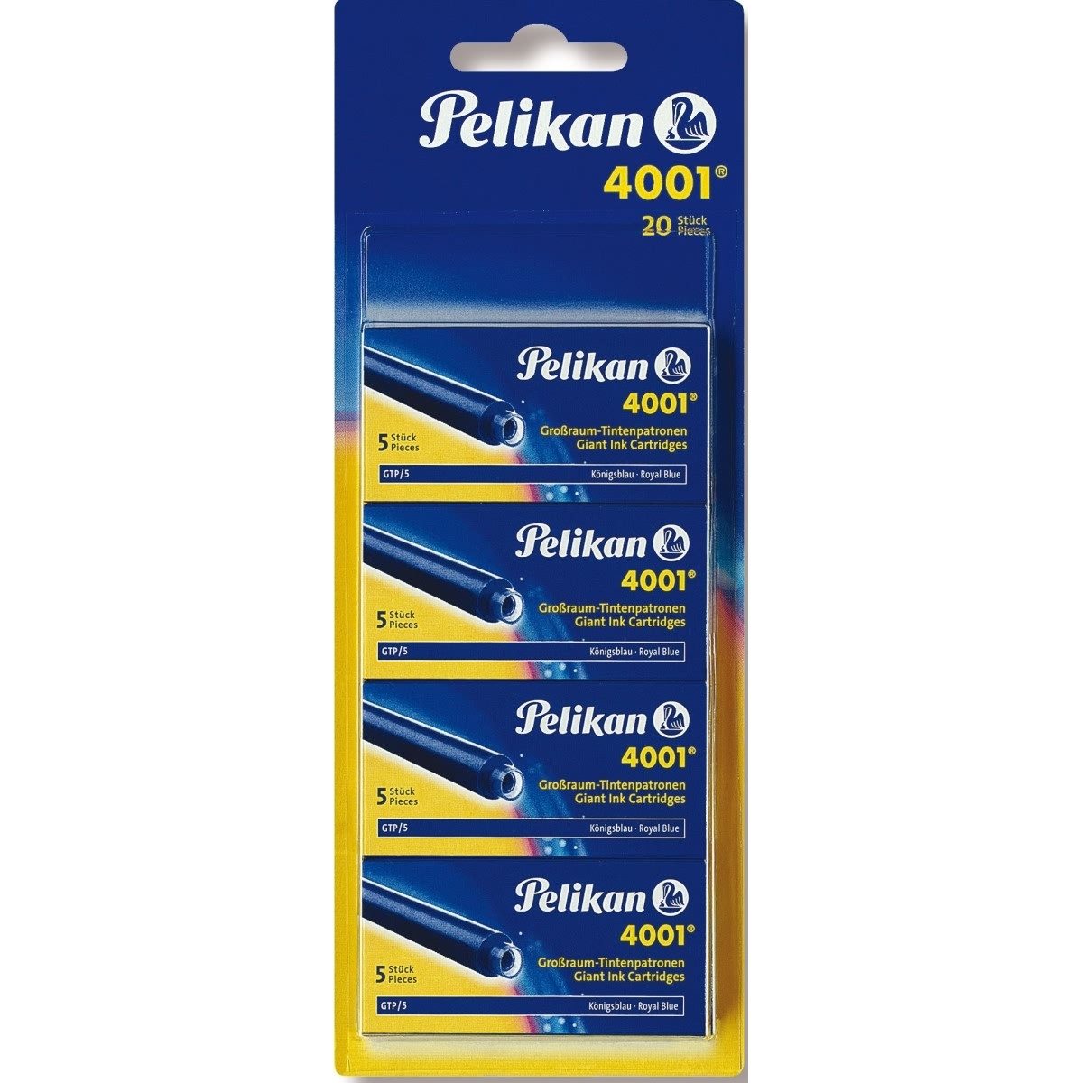 Pelikan Füllhalter Tintenpatrone 4001 Großraum GTP/5 königsblau Blister Inhalt 4 Stück