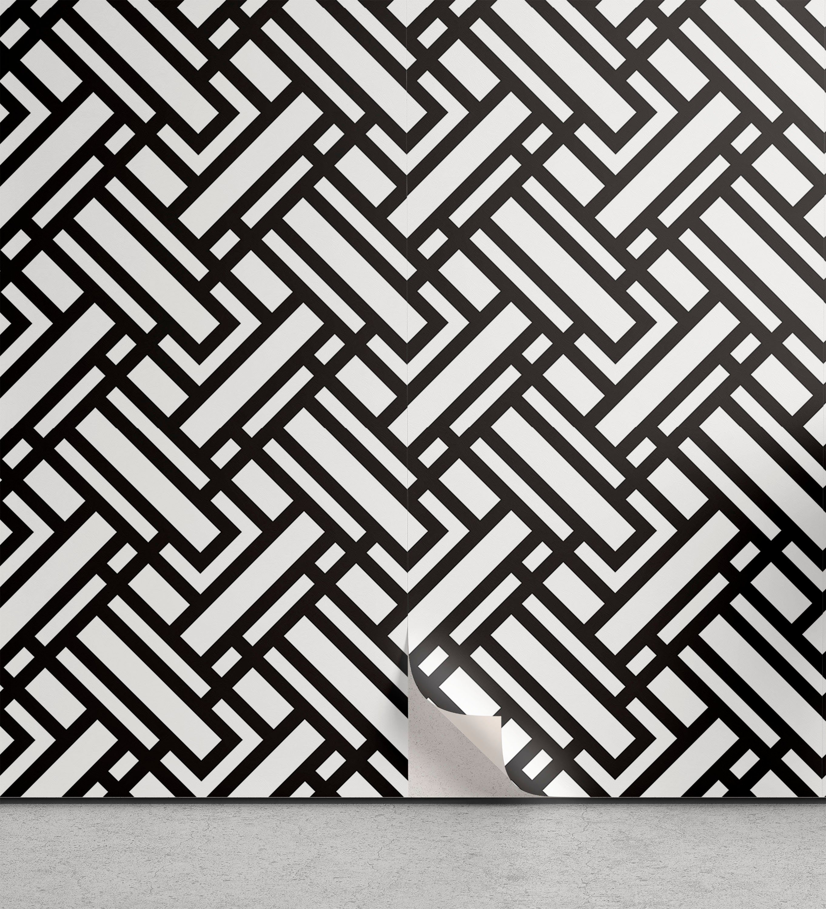 Abakuhaus Vinyltapete selbstklebendes Wohnzimmer Küchenakzent, Schwarz und weiß Streifen-Muster