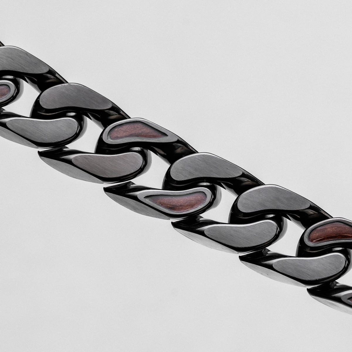 Holzkern Gliederarmband Herren-Edelstahl mit Holz Bodyguards Walnuss/Dunkelgrau