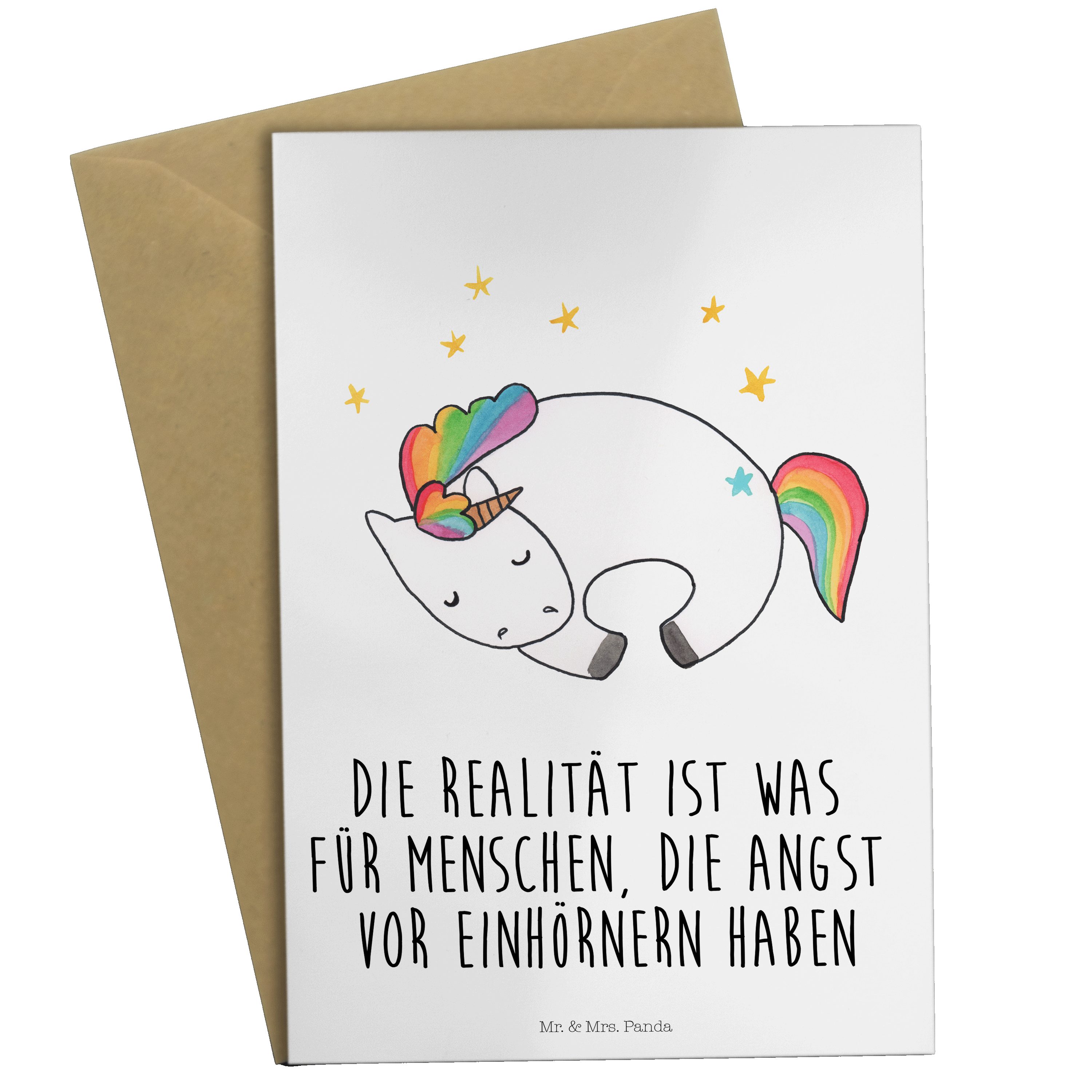 Mr. & Mrs. Panda Grußkarte Einhorn Nacht - Weiß - Geschenk, Menschen, Hochzeitskarte, Pegasus, G