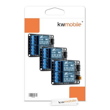 kwmobile 3x 2 Kanal Relais Modul mit 5V für Arduino Elektro-Adapter, 5,00 cm