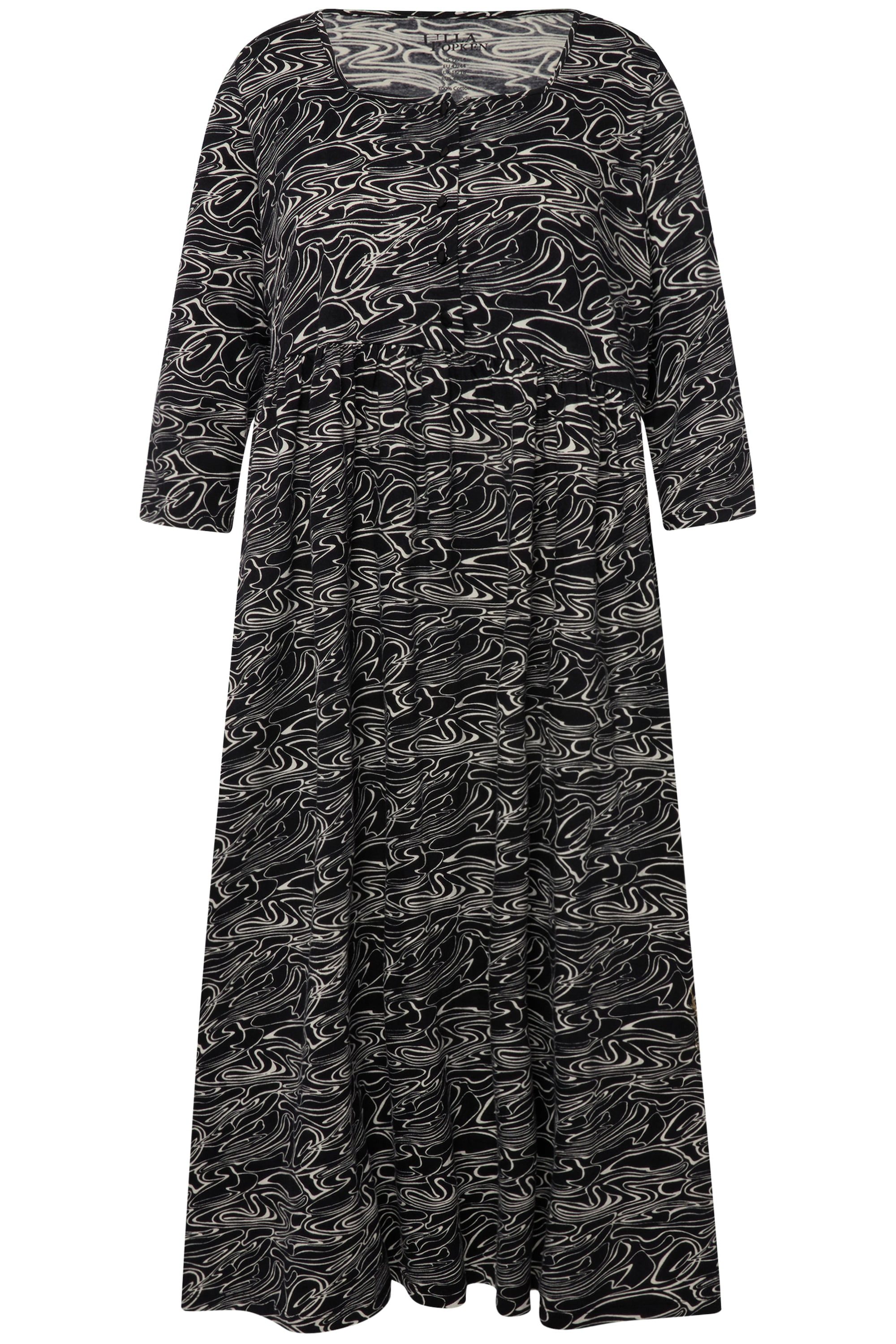 Ulla Popken Maxikleid Jerseykleid Wellen A-Linie günstig online kaufen