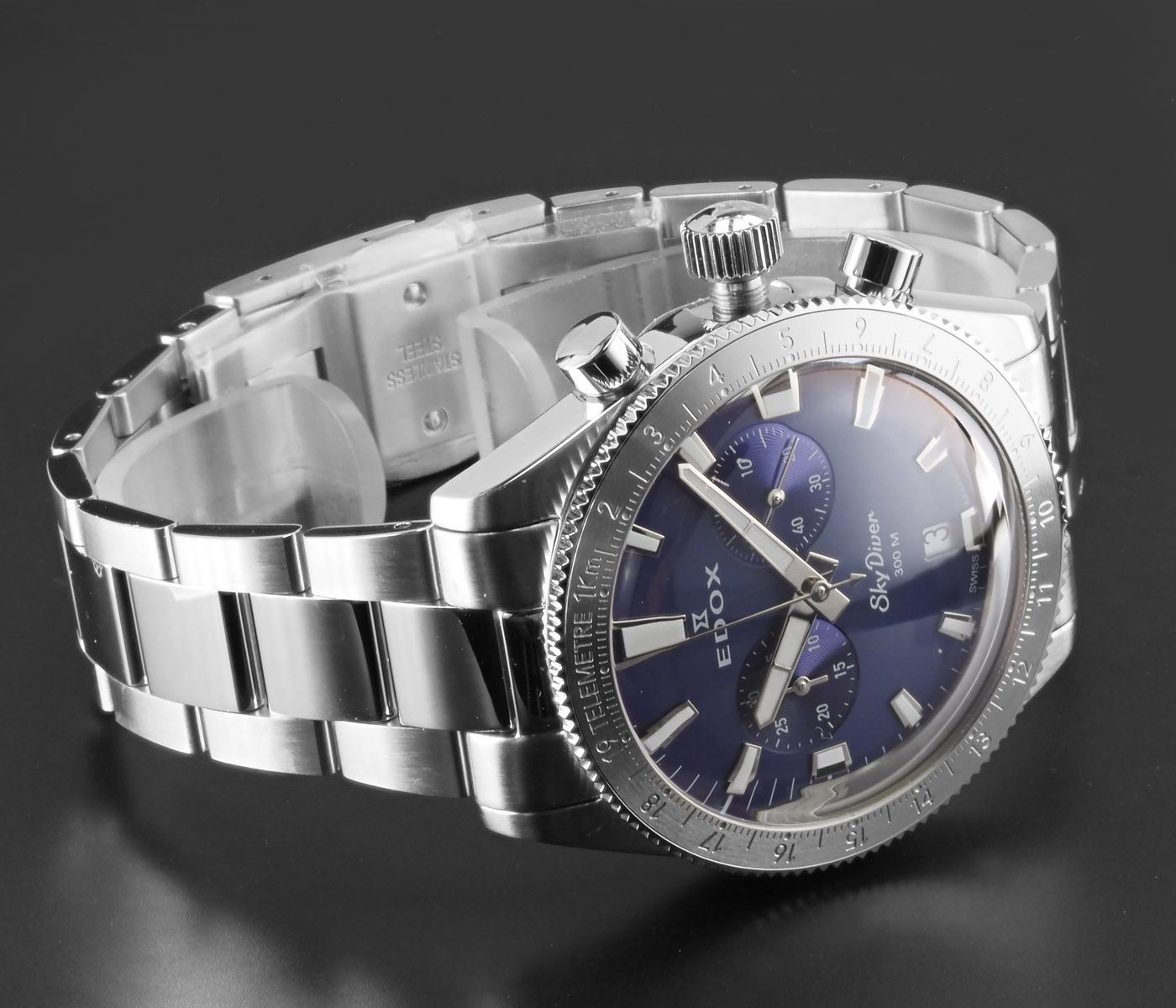 Edox Schweizer Uhr Limited Herren Uhr Chronograph Skydiver 10116 3 BUIDN Skydiver, Limitiert auf 1000 Stück