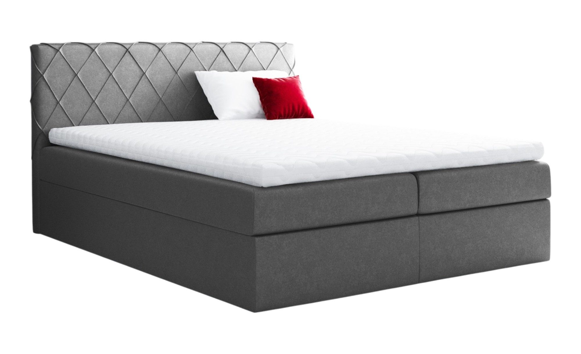 Fun Möbel Boxbett Schlafzimmerbett GRETA in Stoff Riviera (Gepolstertes Kopfteil und gepolsterte Bettkästen, inkl. Kaltschaumtopper), inkl. Bettkasten