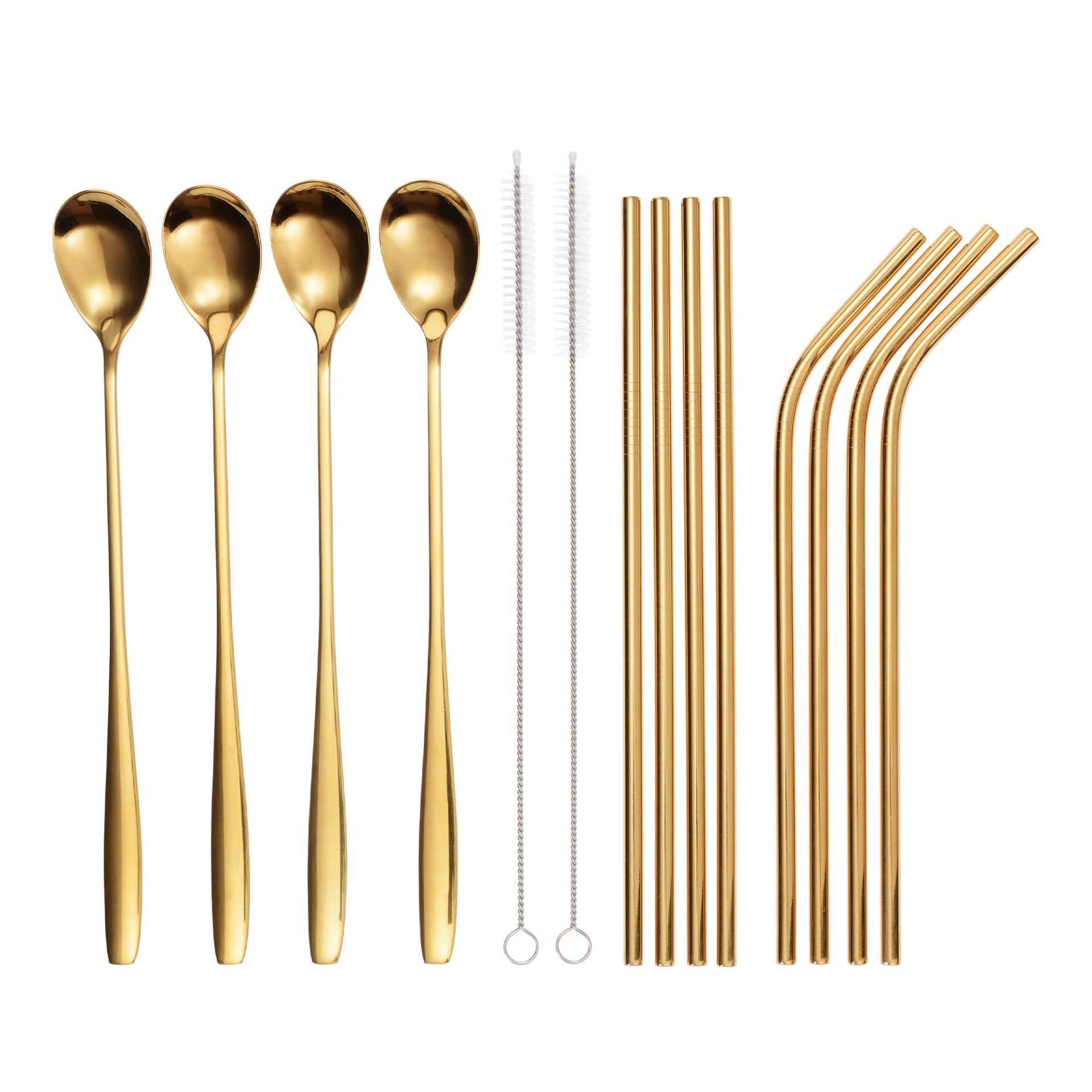 GRÄWE Trinkhalme, (14-tlg), Trinkhalm-Set 14-tlg., Edelstahl, gold