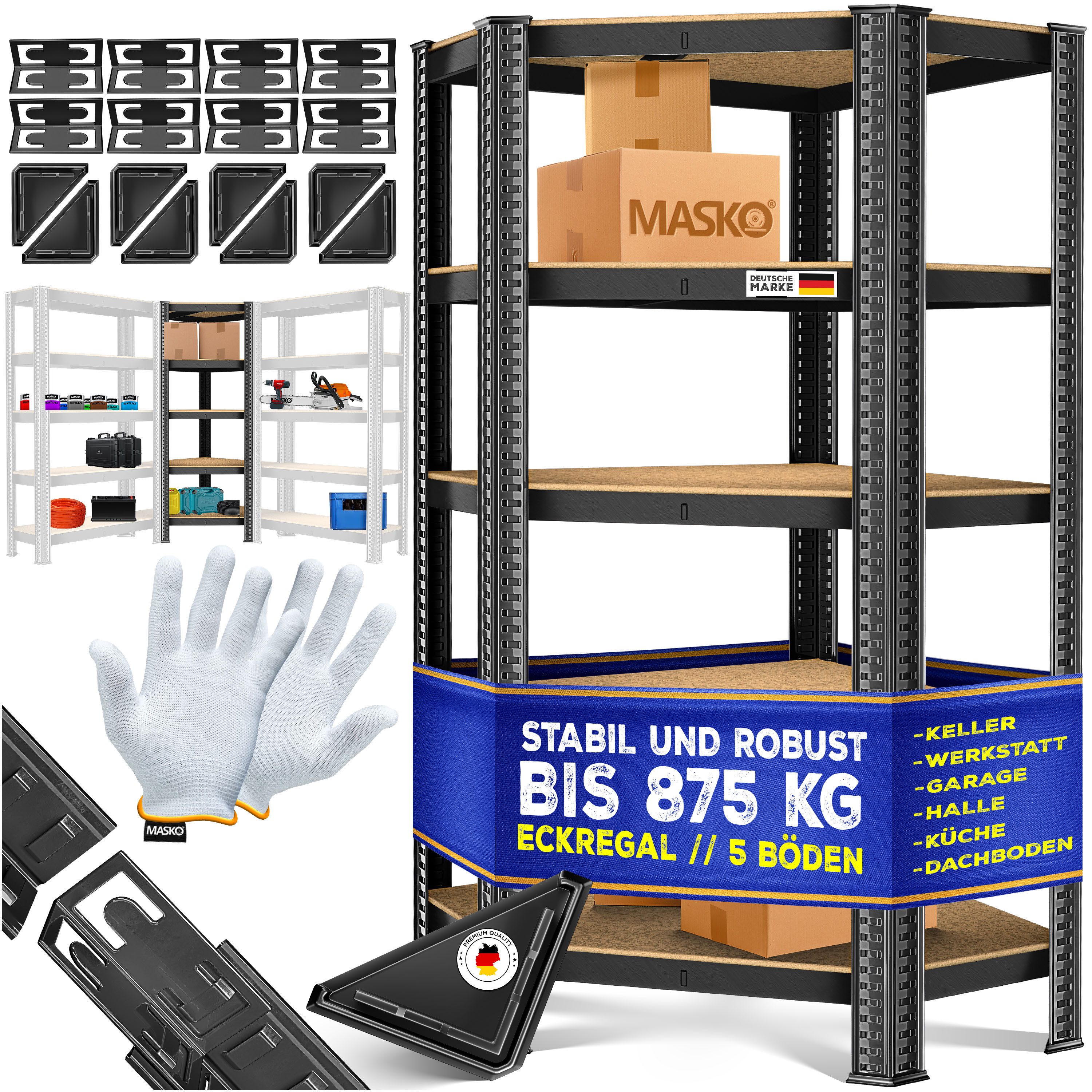 MASKO Schwerlastregal, Eckregal Lagerregal Schwerlastregal, Kellerregal, 18 günstig online kaufen
