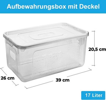 Centi Aufbewahrungsbox 4er Set 17 Liter Plastikbox mit Deckel, (39 cm x 26 cm x 20,5 cm), Kisten Aufbewahrung mit Deckel – Platzsparende + Stabile Lösung