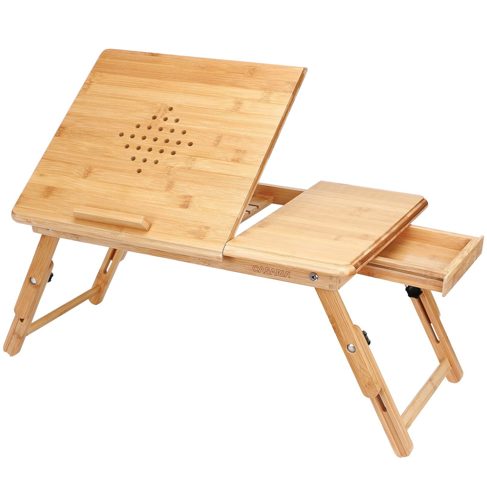 Casaria Laptoptisch (1-St), Höhenverstellbar Klappbar Schublade Neigbar Betttisch Bett Couch Sofa