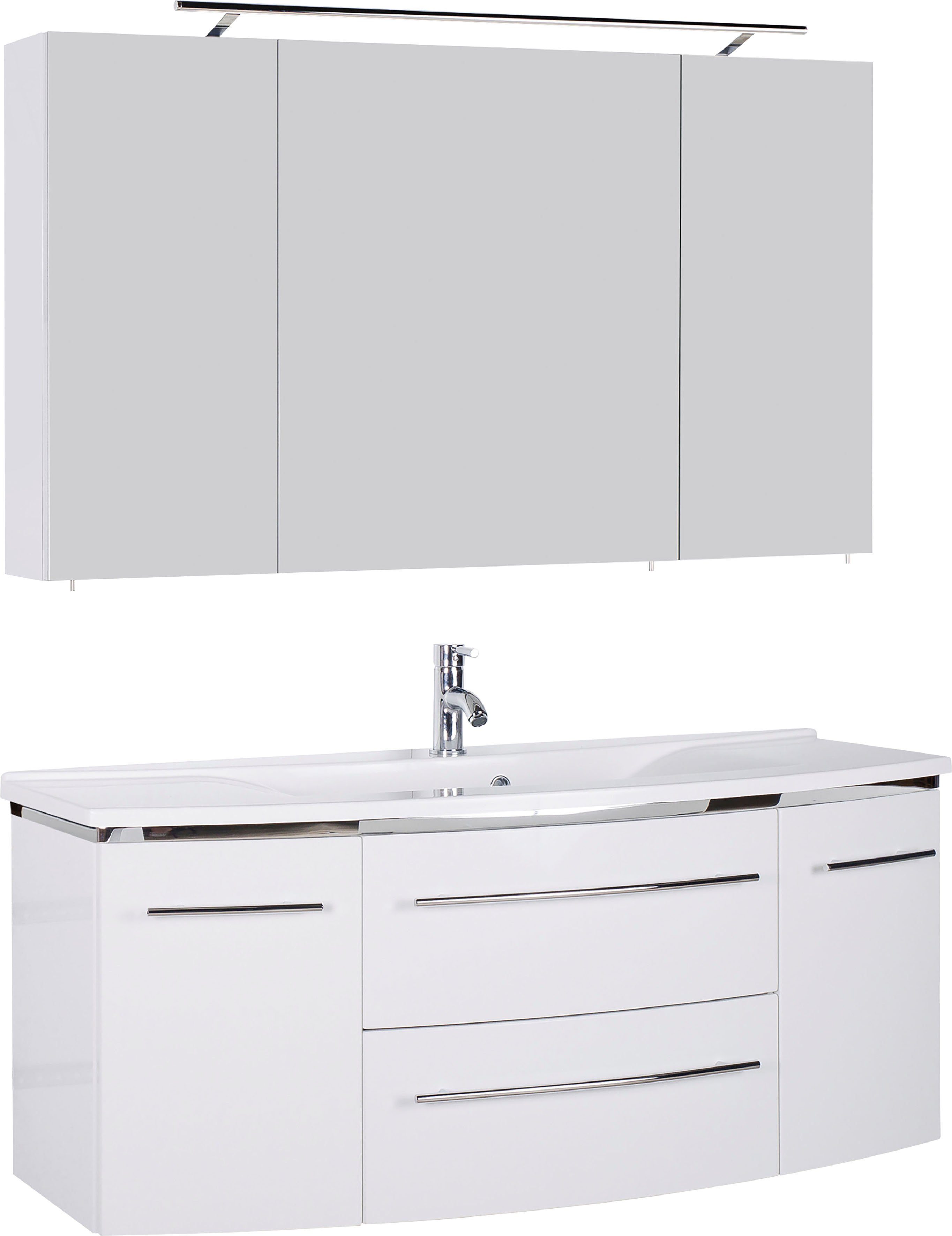 MARLIN Badmöbel-Set 3040, (2-St), Breite 120 cm weiß glanz/weiß glanz | Badmöbel-Sets