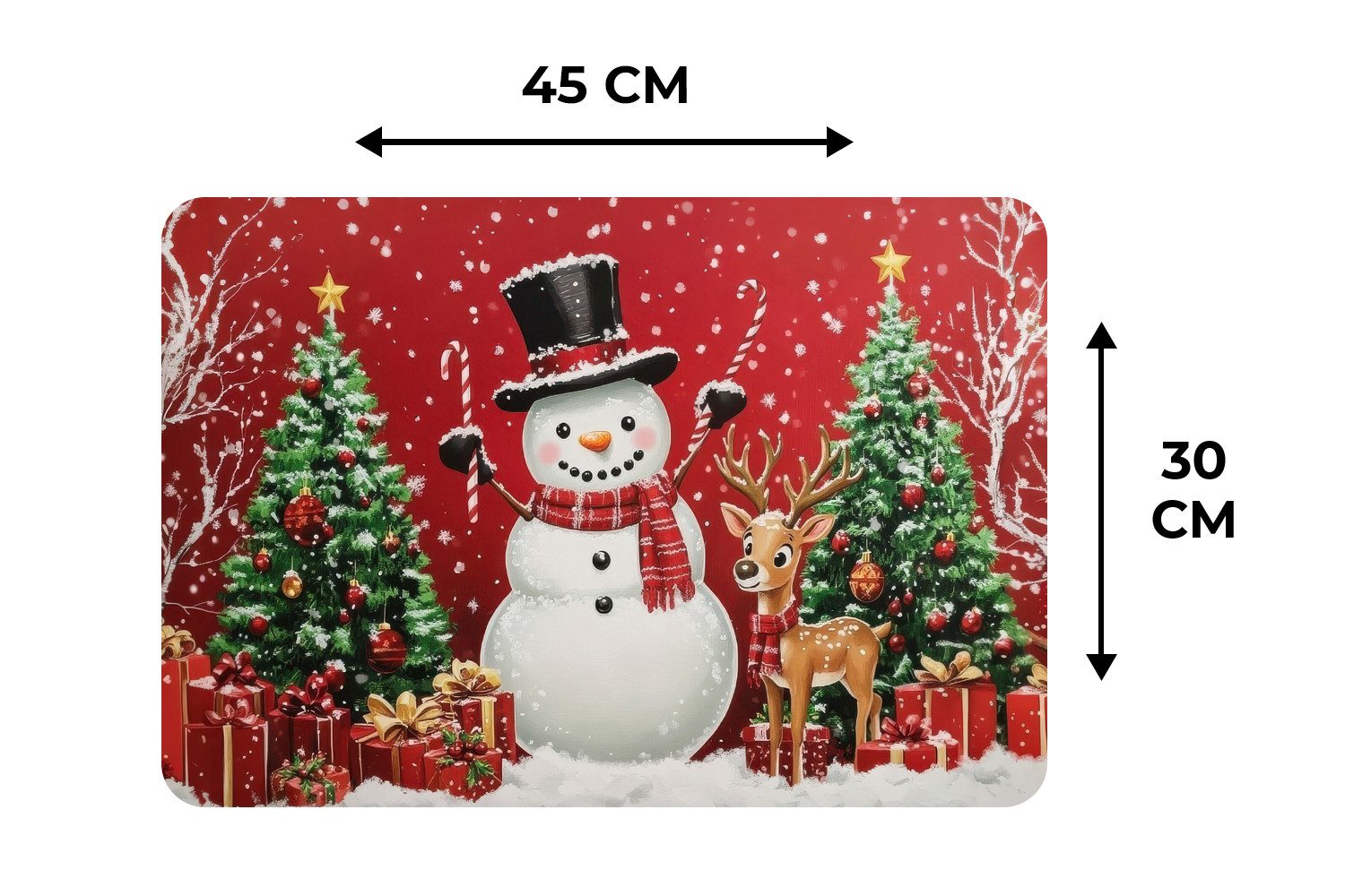 MuchoWow Platzset Freude am Feiern - Winterwald - Farbenfroh, (6-St), Platzsets, Tischset, Abwaschbar, Tischsets, Platzdeckchen