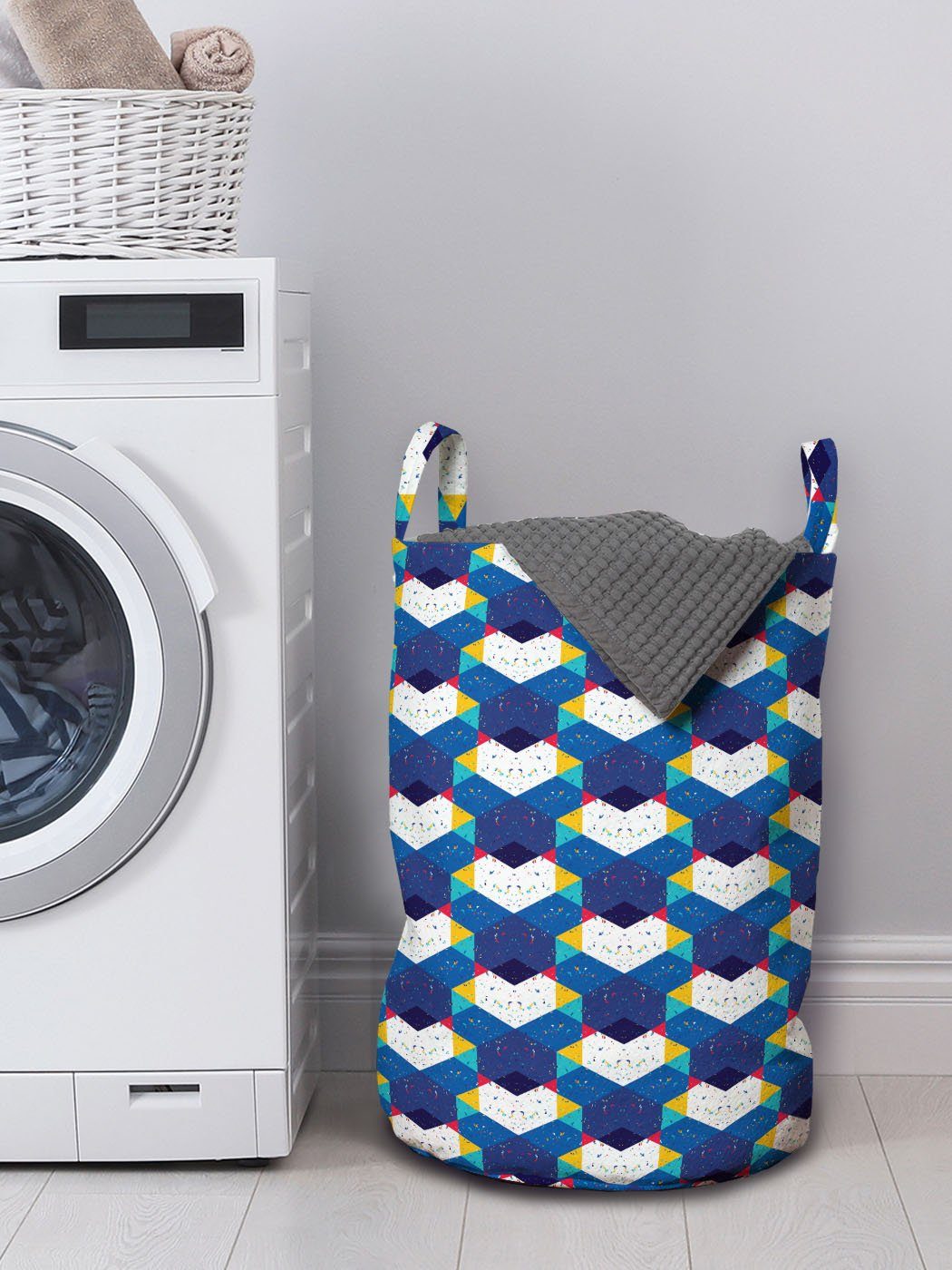 Abakuhaus Wäschesäckchen Wäschekorb mit Motive für Abstrakt Kordelzugverschluss Waschsalons, moderne Bunte Griffen