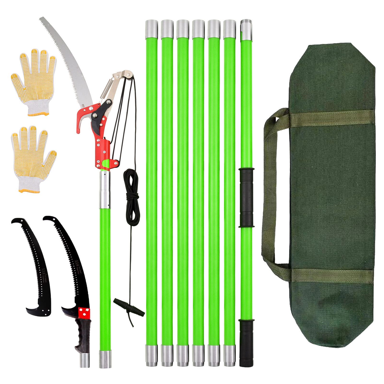 Vellora Astschere Hochreicher Zweigsäger für Gartenschneidwerkzeuge Teleskop-Astschere, (1-tlg., mit Aufbewahrungstasche und Handschuhen), verstellbarer Teleskopgriff