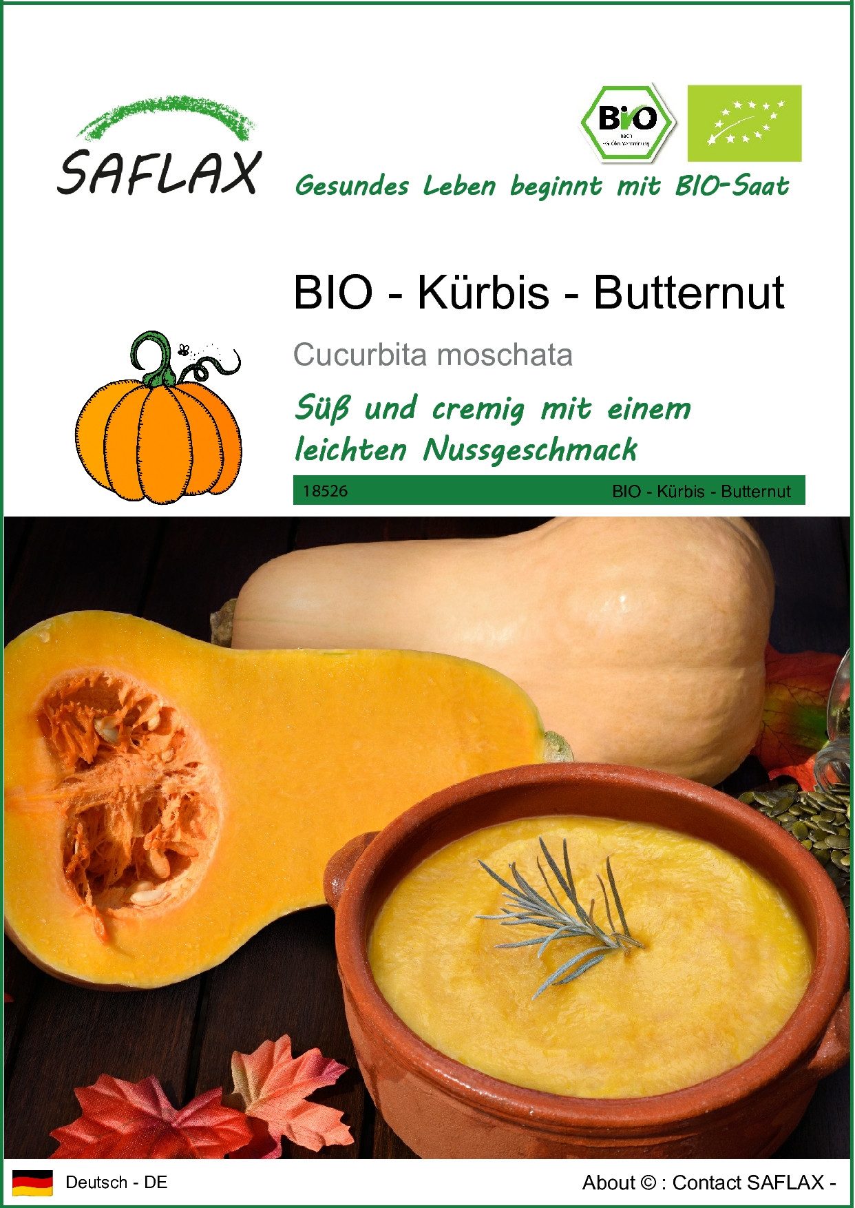 Gemüsesamen SAFLAX - Samen - BIO - Kürbis - Butternut
