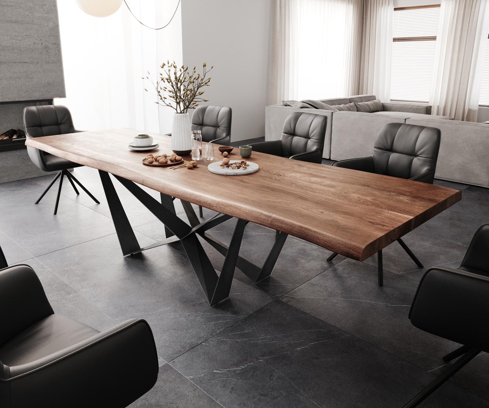 DELIFE Esstisch Edge, Akazie Braun 300x100 günstig online kaufen