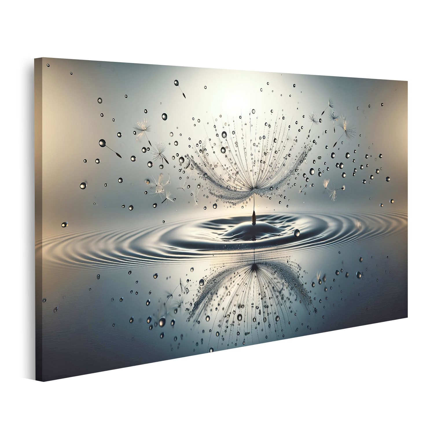 islandburner Leinwandbild Löwenzahnsamenkopf im Wassertropfen günstig online kaufen