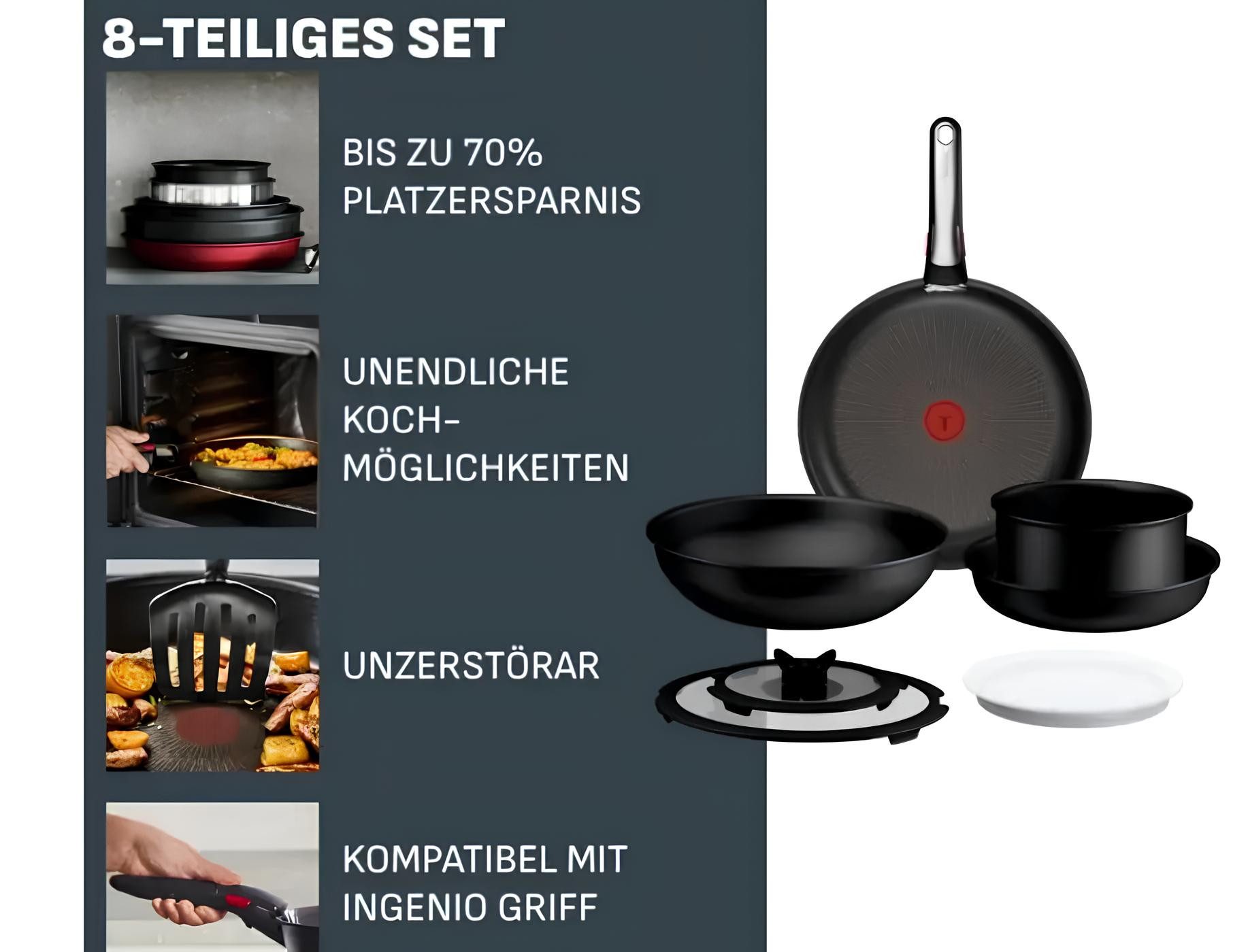 Tefal Topf-Set Tefal Ingenio Excellence+ 8-Teiliges Kochgeschirr-Set, (8-tlg)