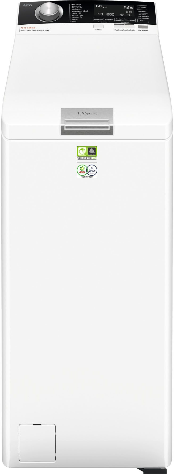 AEG Waschmaschine Toplader LTR7A56STL, 6 kg, 1500 U/min, ProSteam®: Auffrischen mit Dampf statt Waschen und 96 % Wasser sparen