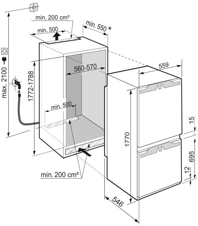 breit, Einbaukühlschrank 5183_999213551, Liebherr cm hoch, 177 Jahre inklusive 4 Garantie ICBNdi 55,9 cm