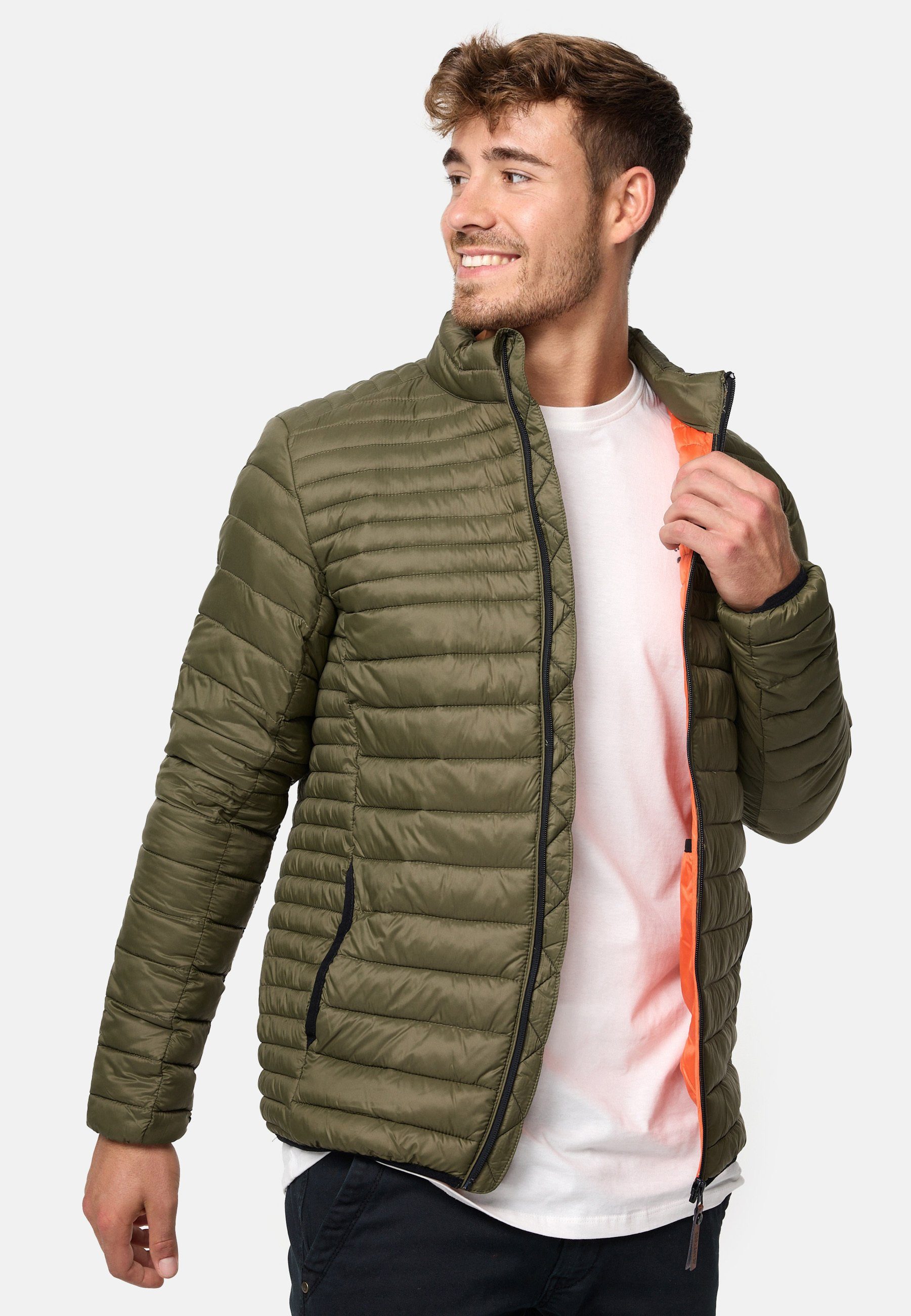 Indicode Steppjacke Herren Islington Herrenjacke Daunen-Optik Steppjacke mit Stehkragen