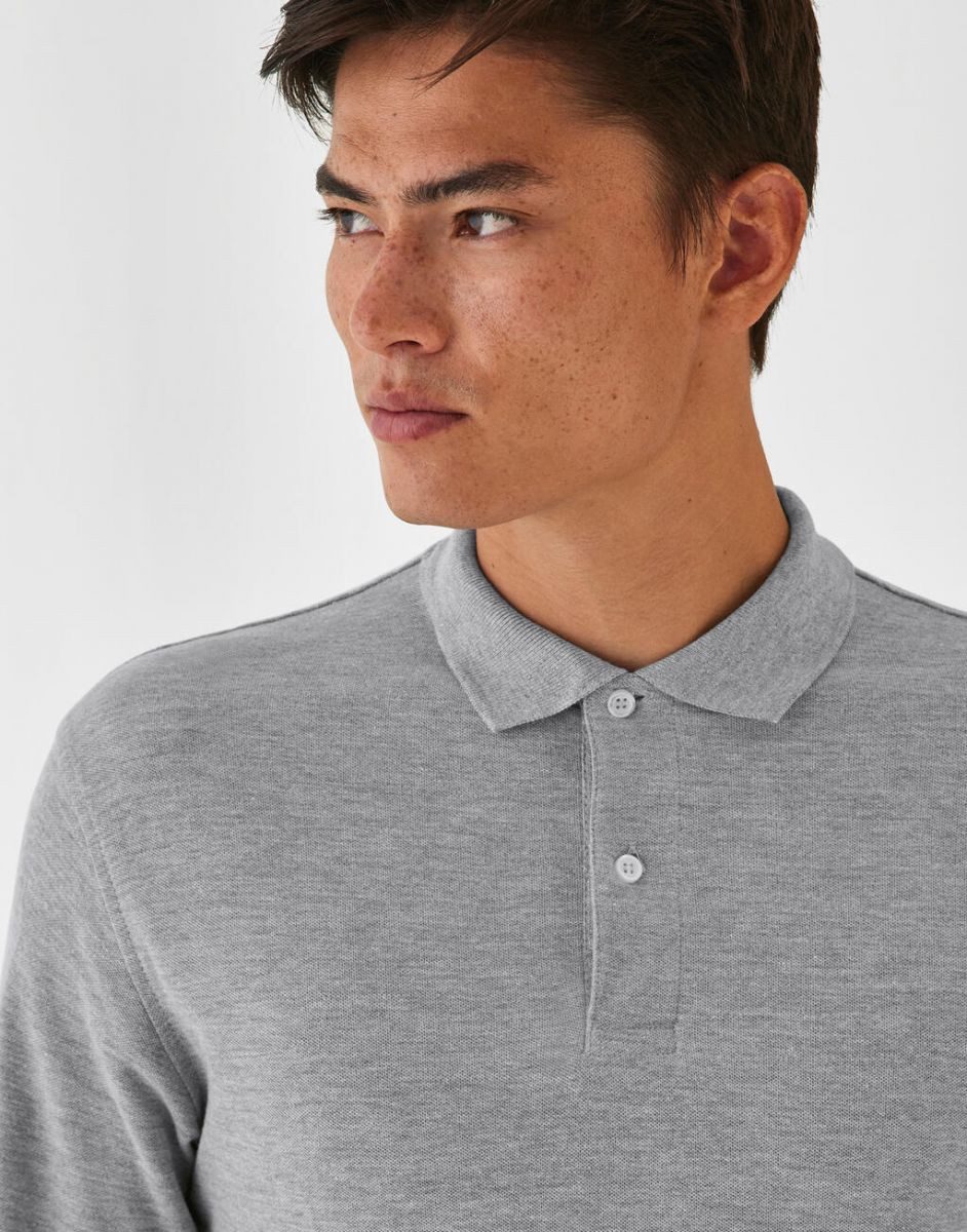B&C Langarm-Poloshirt Herren Long Sleeve Polo ID.001 / 100 % Baumwollpiqué
