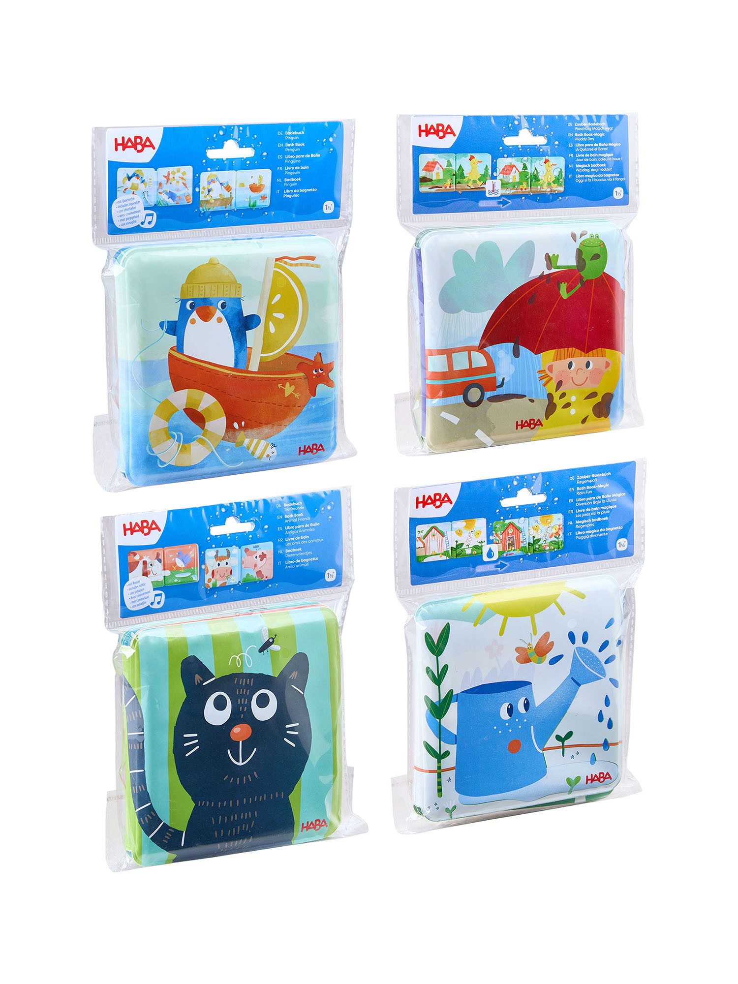 Haba Stoffbuch Mini & Maxi Badespaß (4-St), Fühlbuch, Babybuch, Soft Book