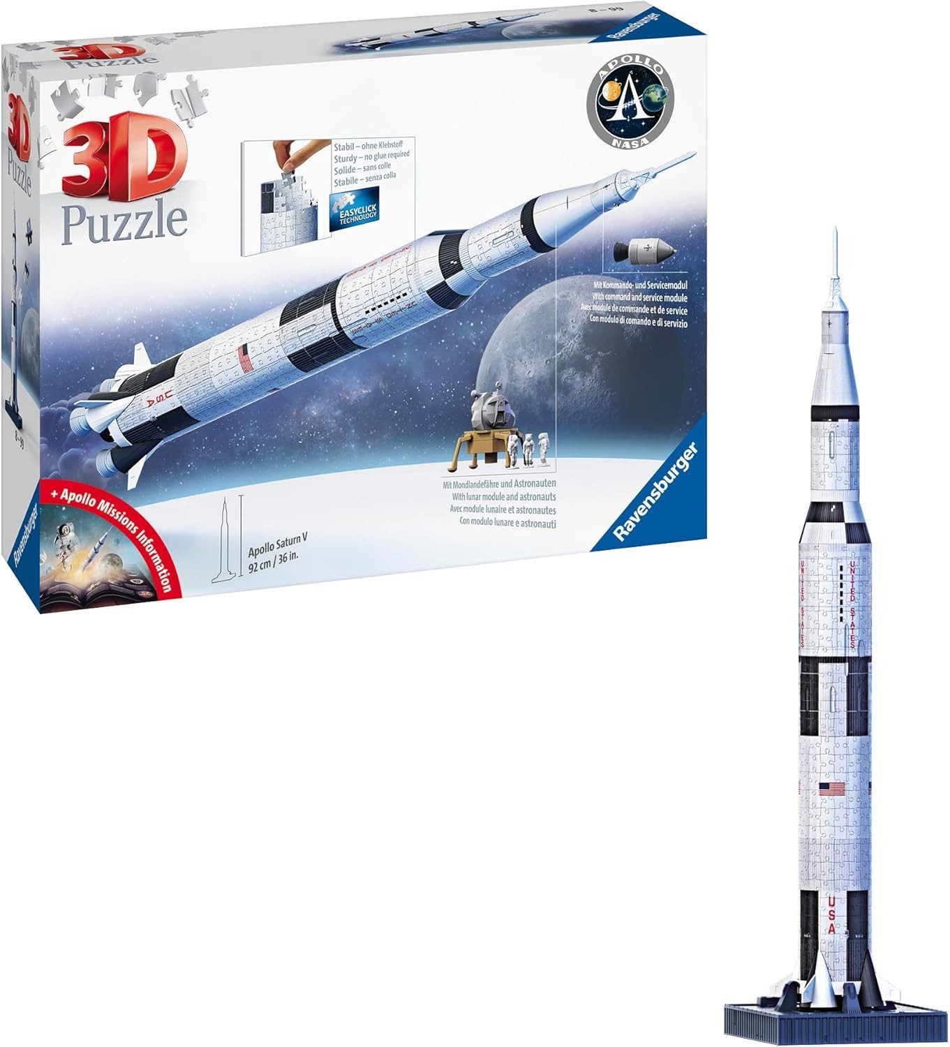 Ravensburger Puzzle Ravensburger 3D Puzzle 11545 Apollo Saturn V Rakete Weltraum 8+, Puzzleteile