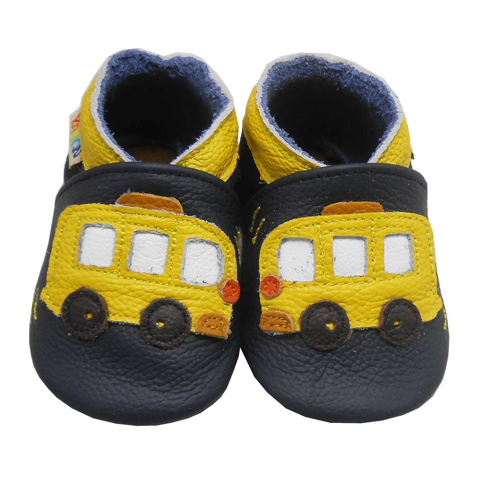 Yalion Weiche Leder Lauflernschuhe Hausschuhe Lederpuschen Bus Krabbelschuh aus echtem Leder